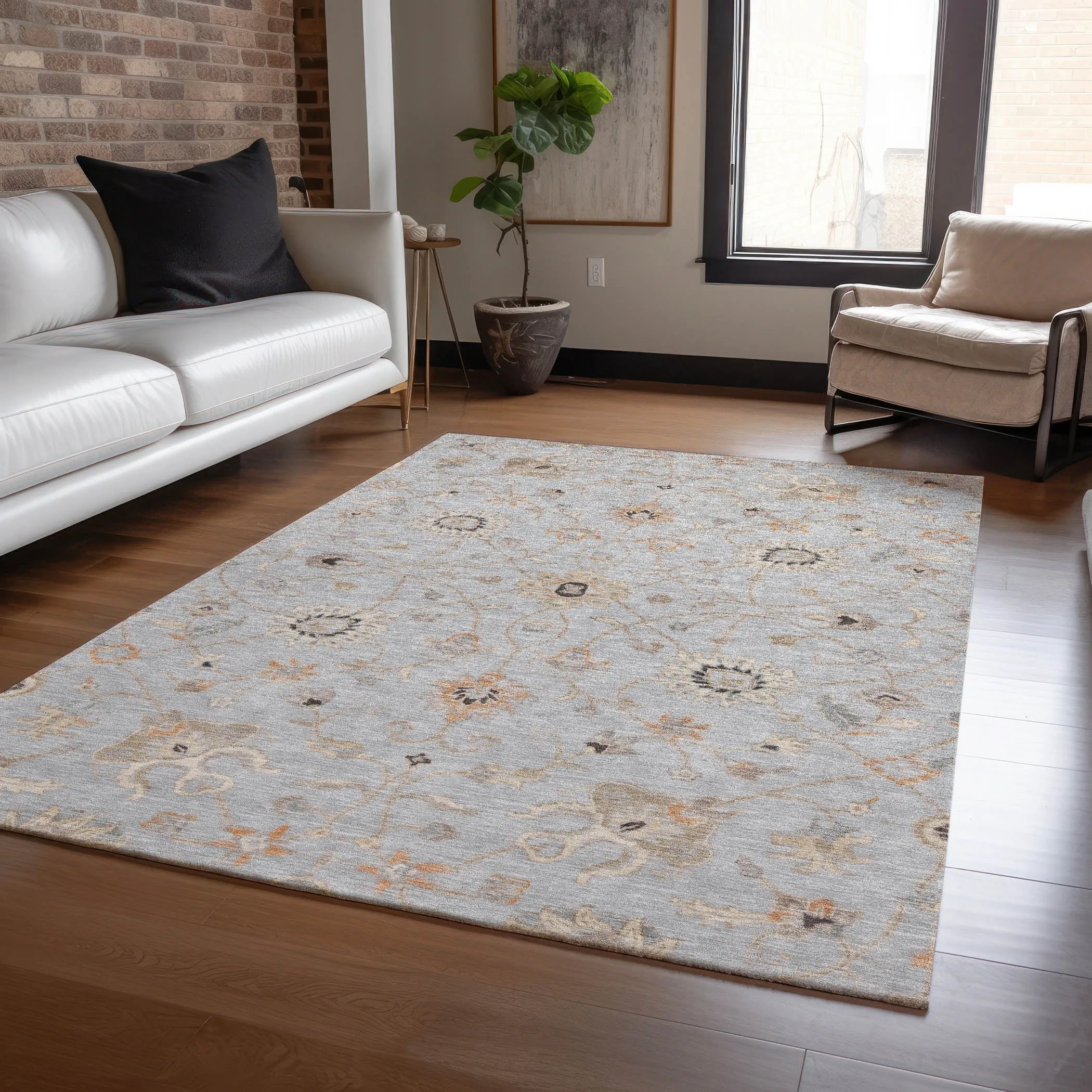 Machine Washable Indoor/ Outdoor Traditional Persian Chantille Rug