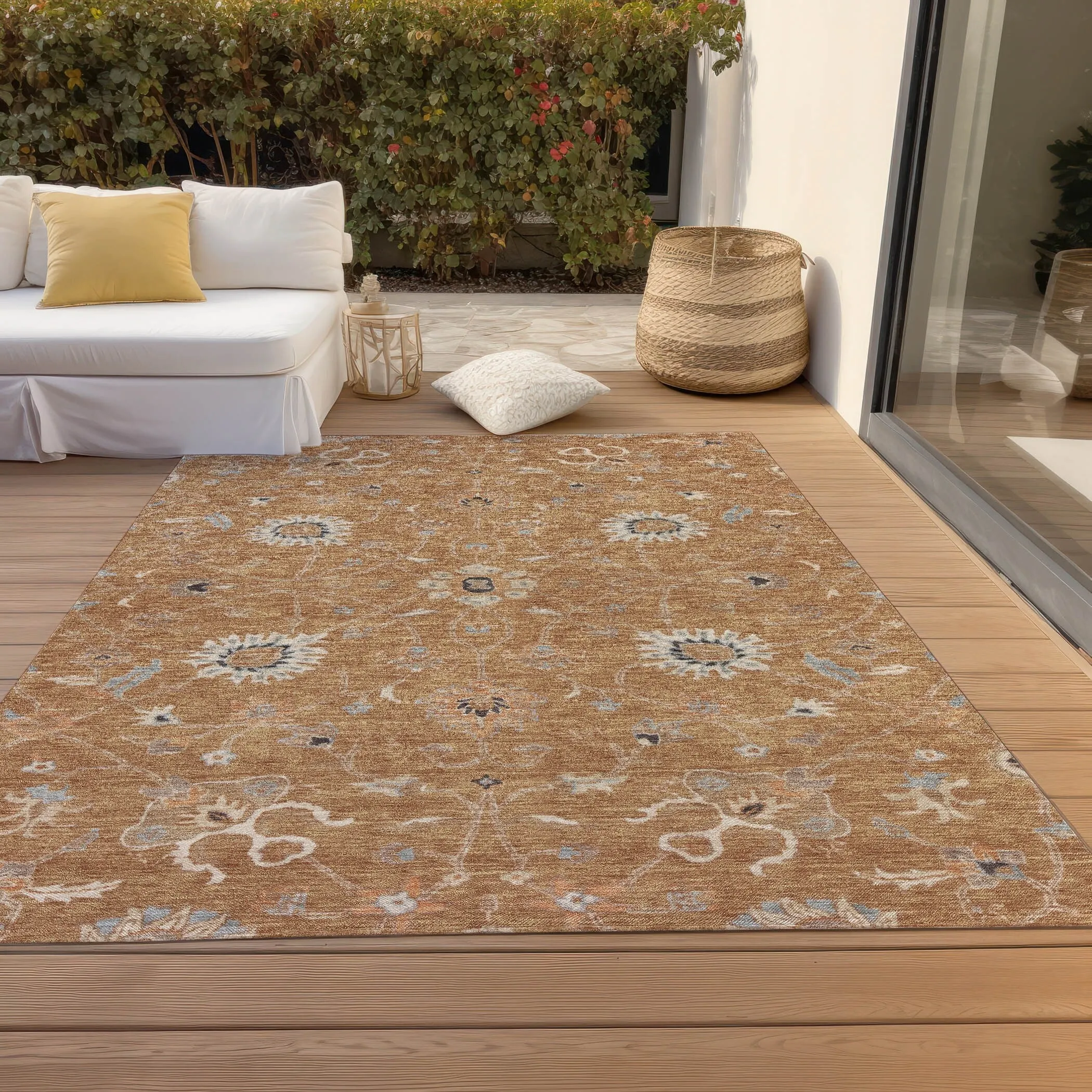 Machine Washable Indoor/ Outdoor Traditional Persian Chantille Rug