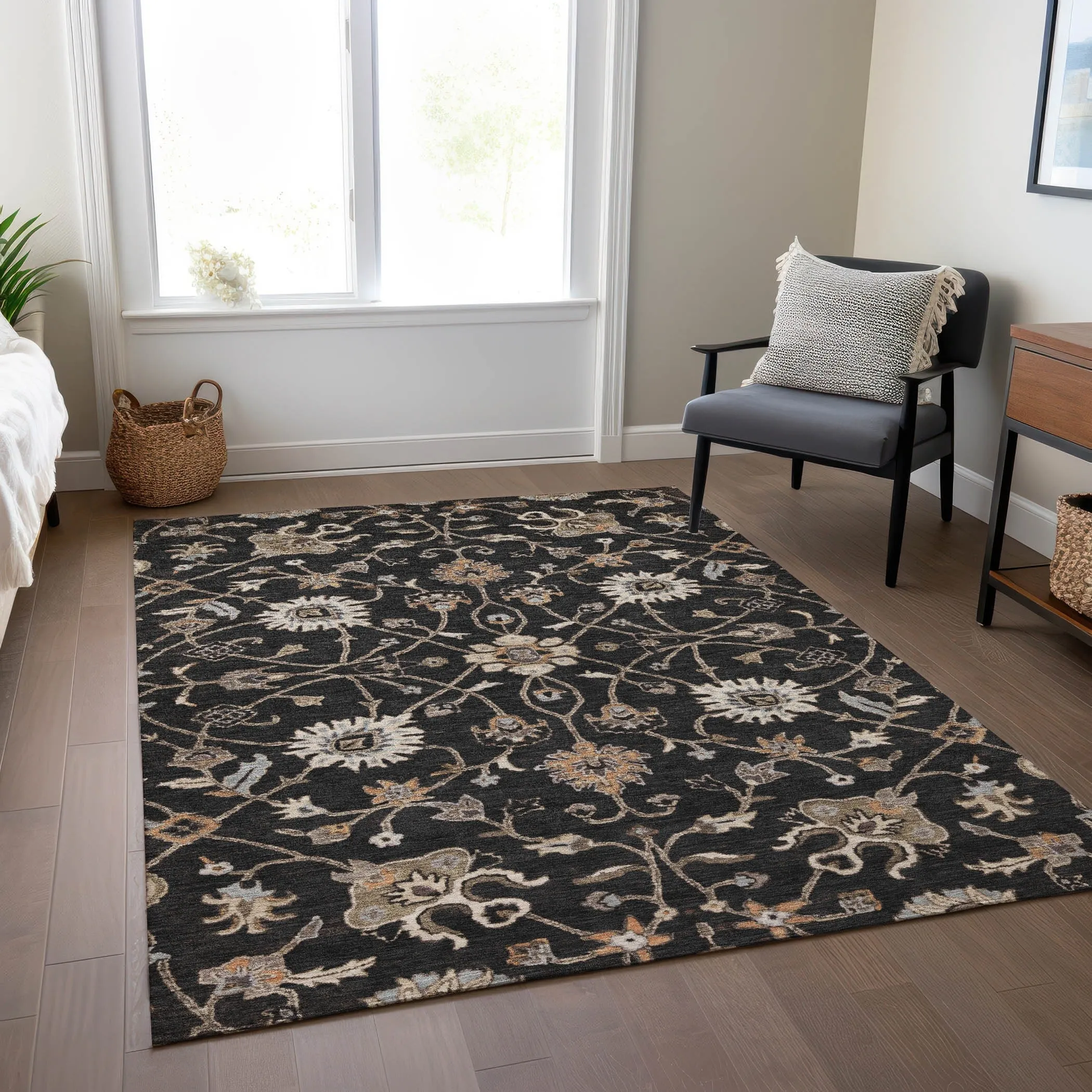 Machine Washable Indoor/ Outdoor Traditional Persian Chantille Rug