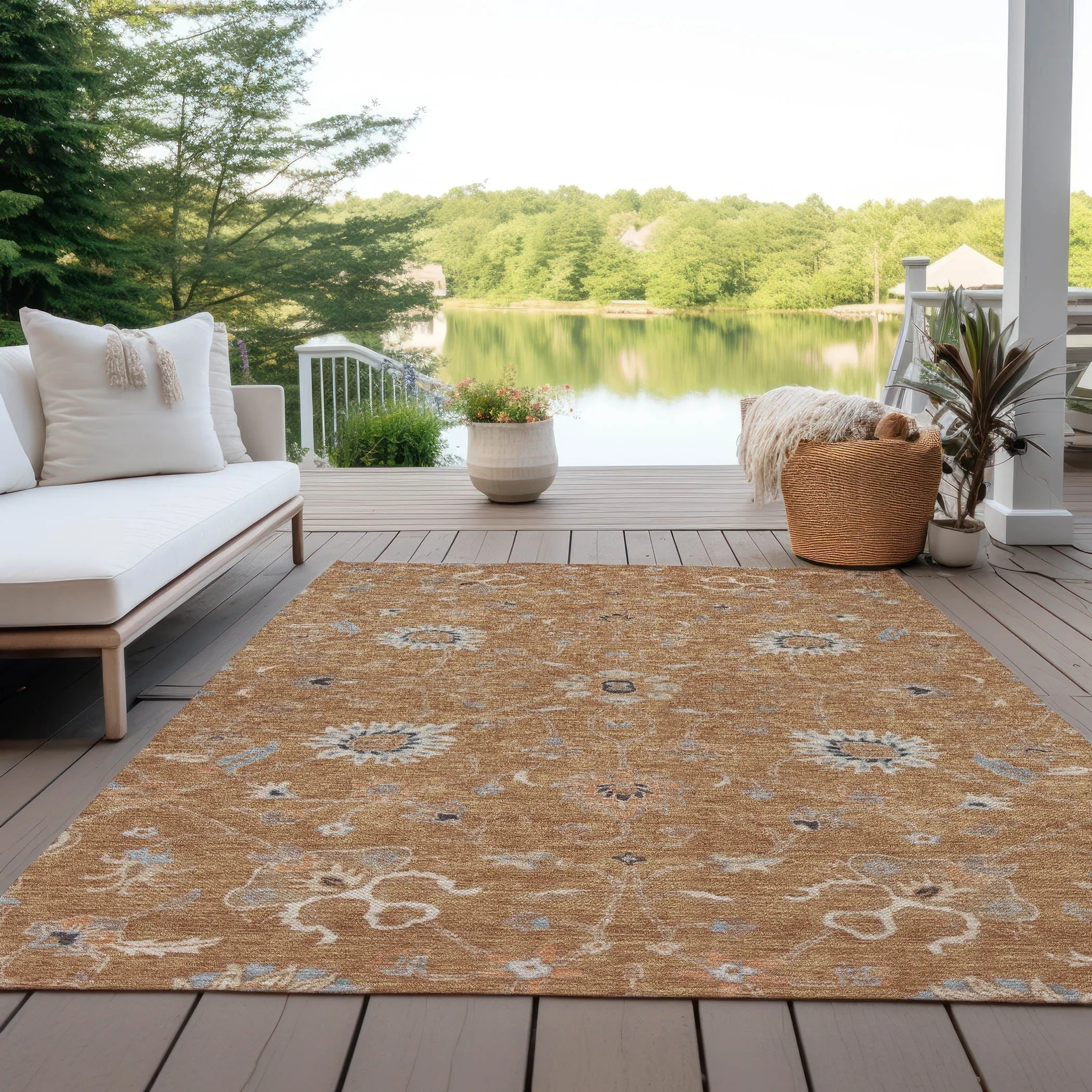 Machine Washable Indoor/ Outdoor Traditional Persian Chantille Rug