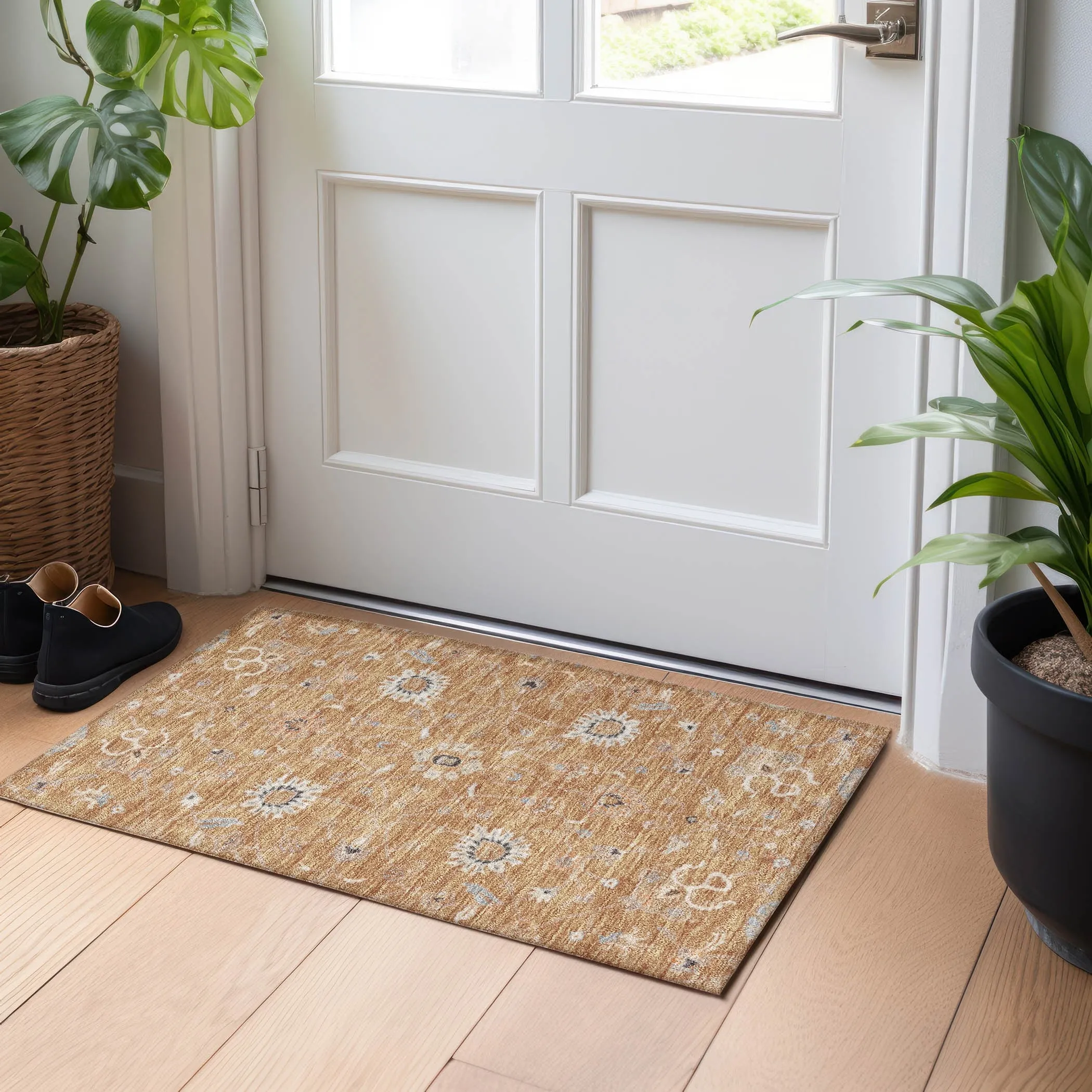 Machine Washable Indoor/ Outdoor Traditional Persian Chantille Rug