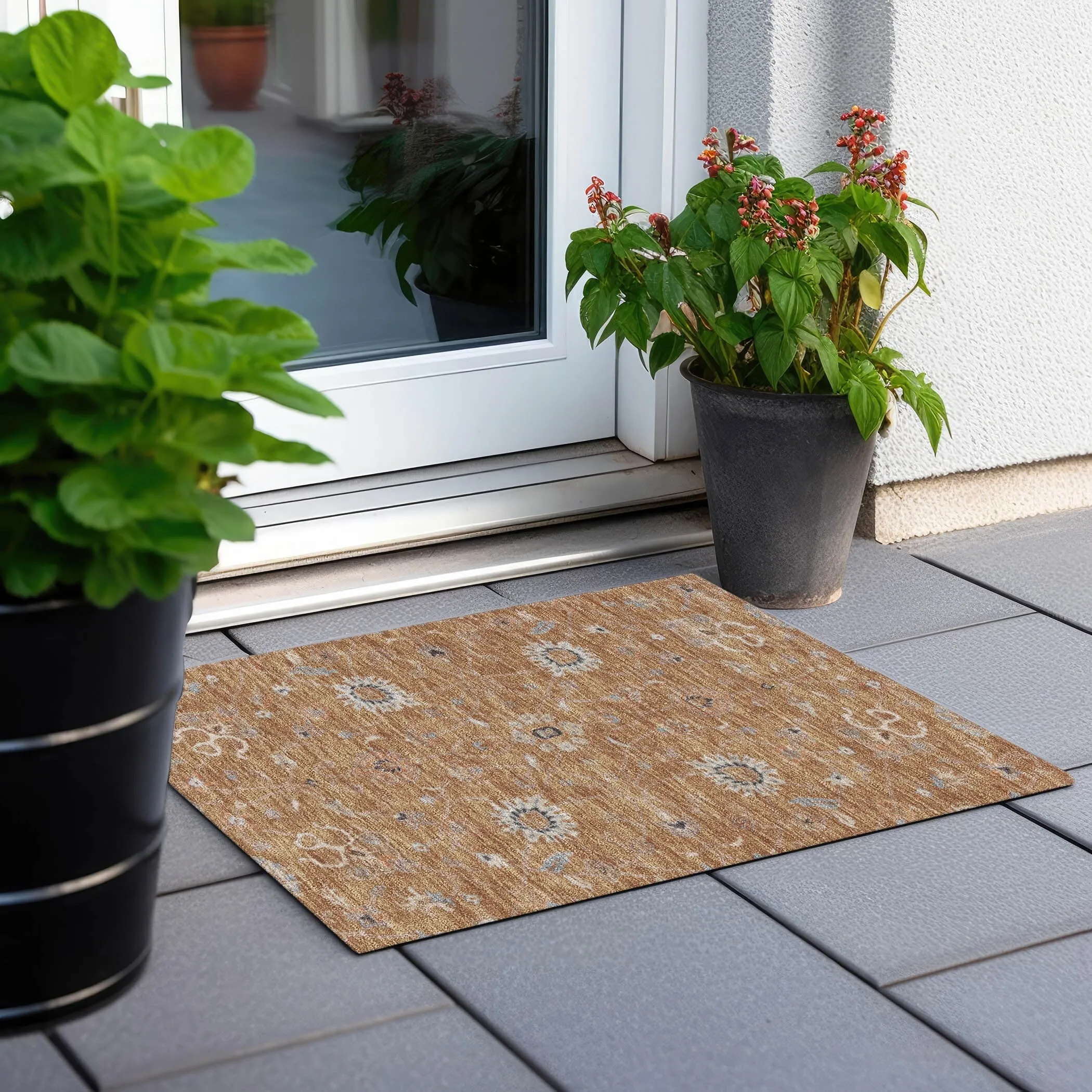 Machine Washable Indoor/ Outdoor Traditional Persian Chantille Rug