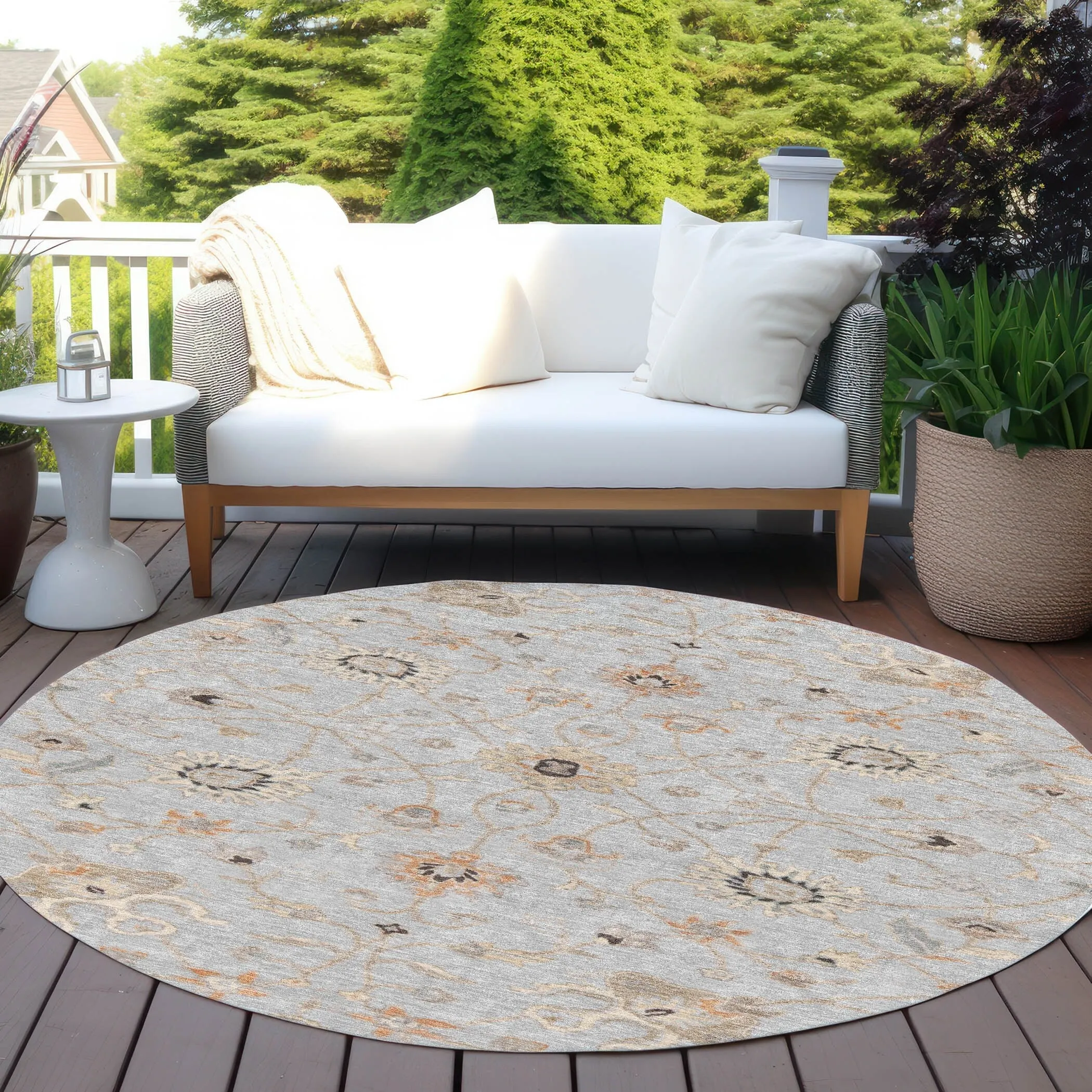 Machine Washable Indoor/ Outdoor Traditional Persian Chantille Rug