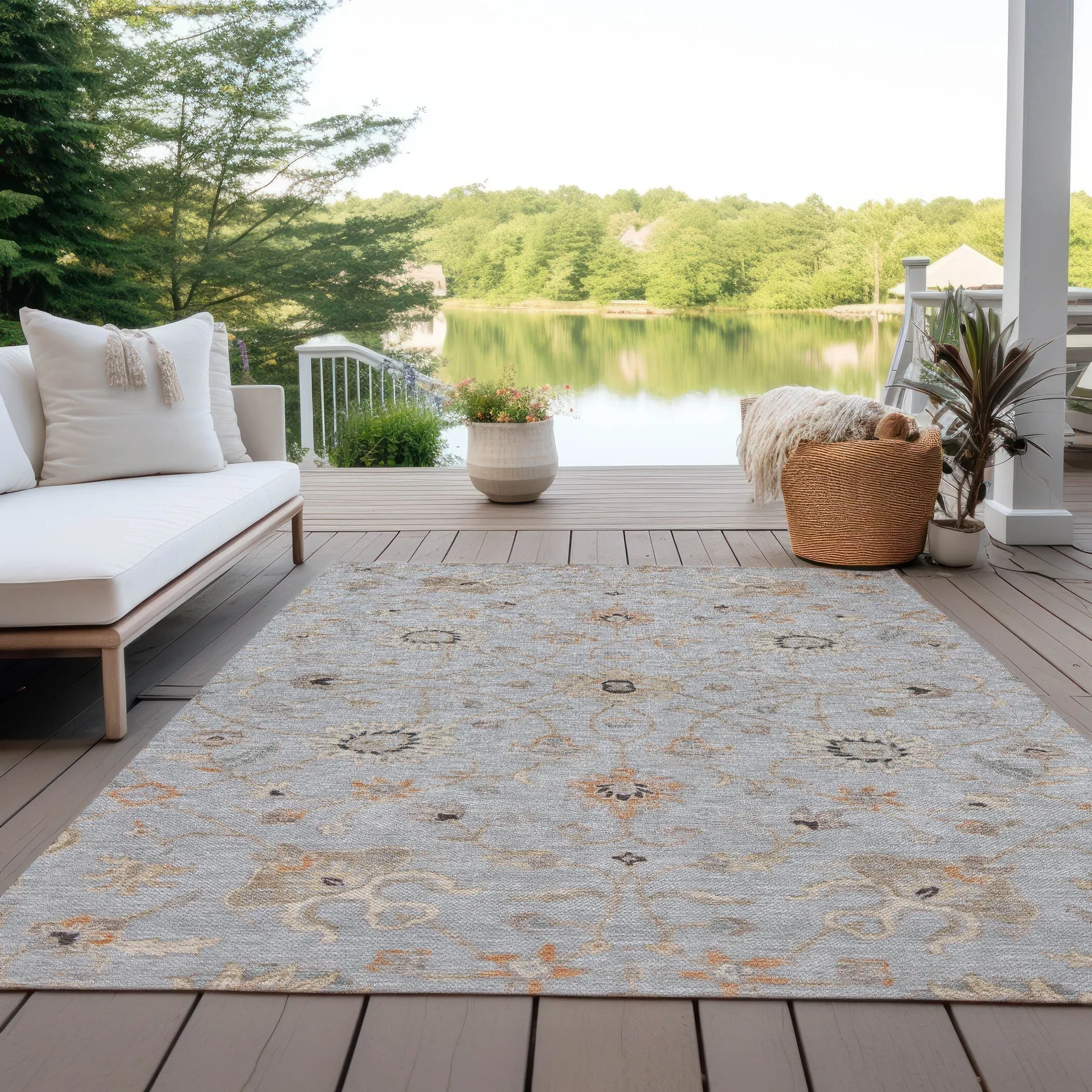 Machine Washable Indoor/ Outdoor Traditional Persian Chantille Rug