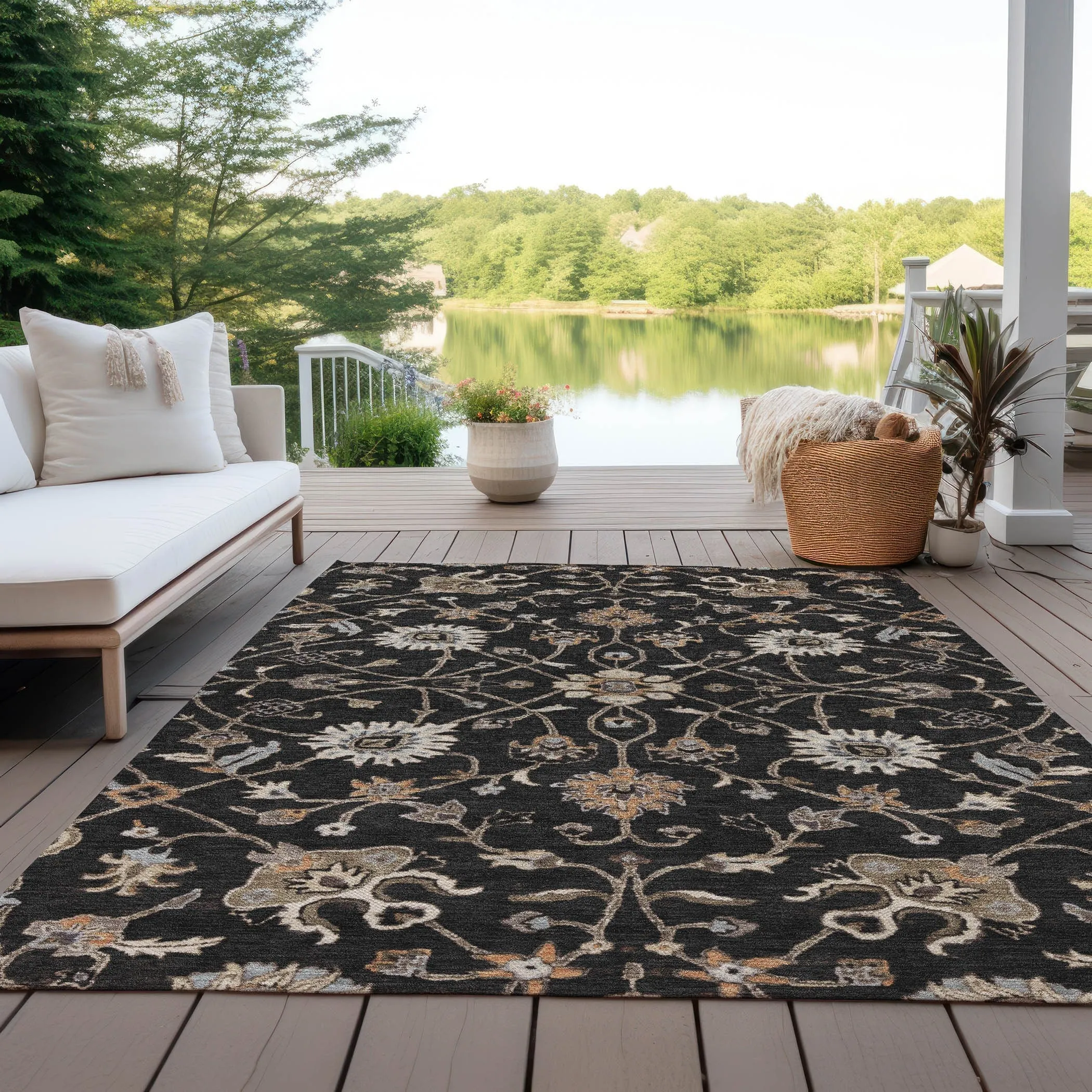 Machine Washable Indoor/ Outdoor Traditional Persian Chantille Rug