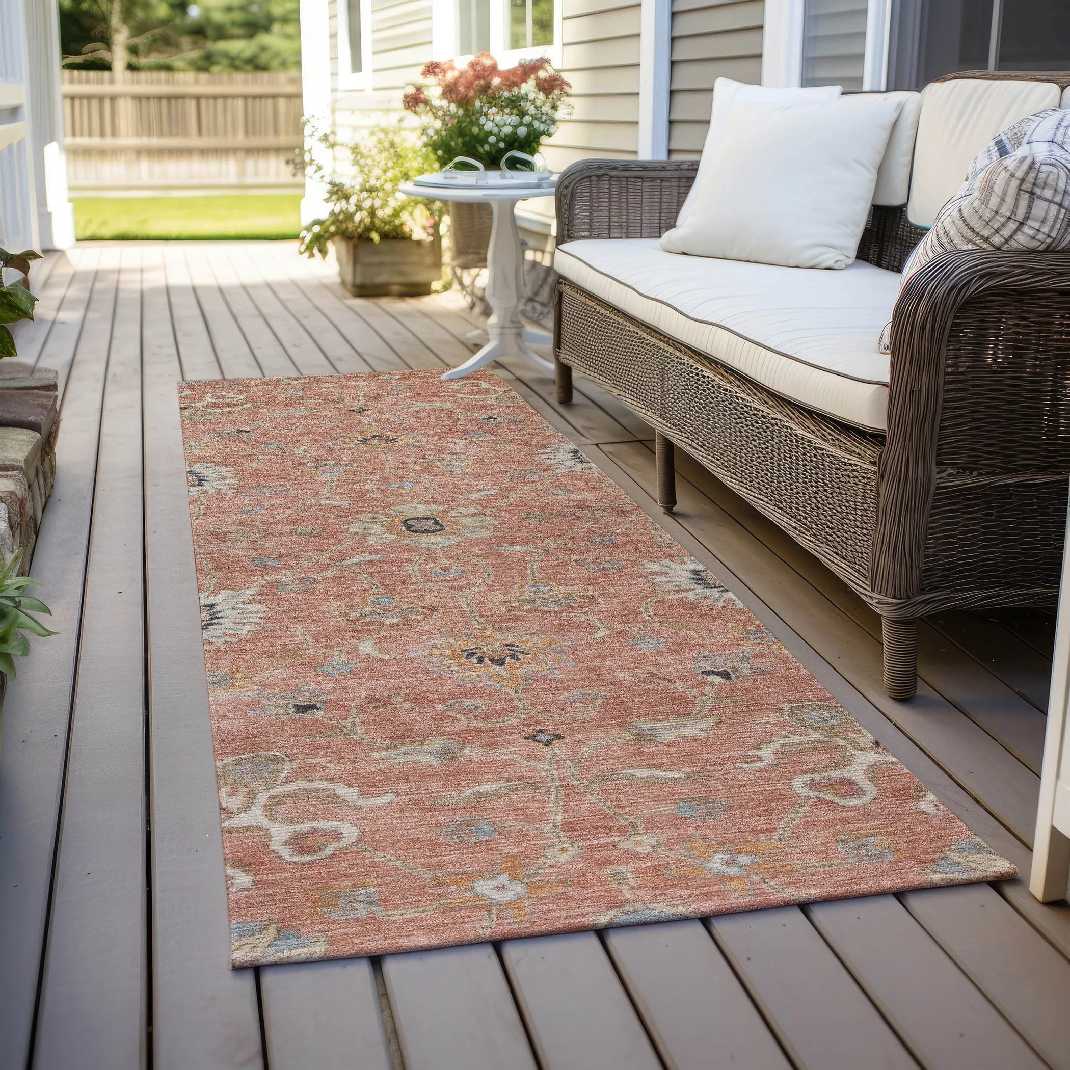 Machine Washable Indoor/ Outdoor Traditional Persian Chantille Rug