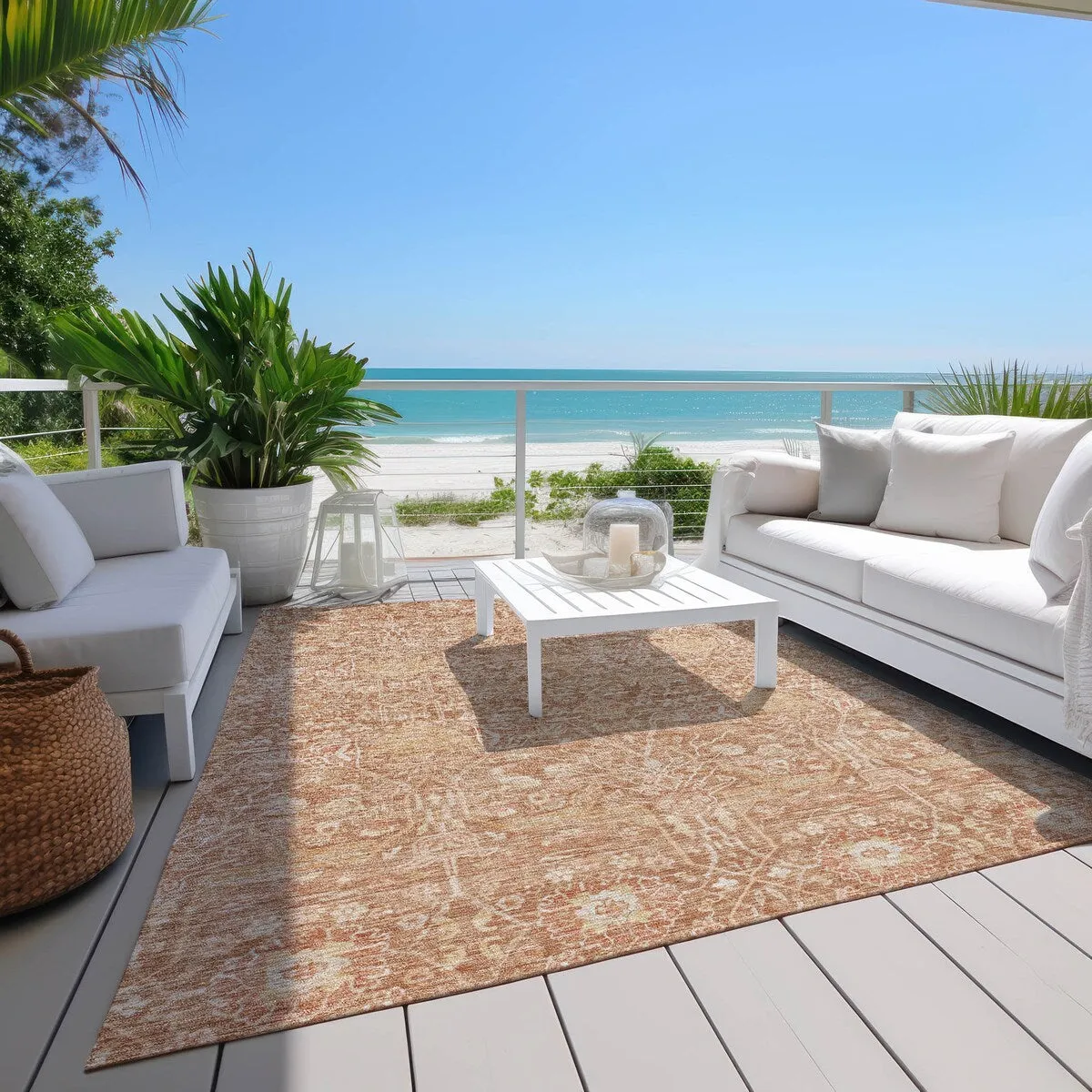 Machine Washable Indoor/ Outdoor Vintage Boho Chantille Rug