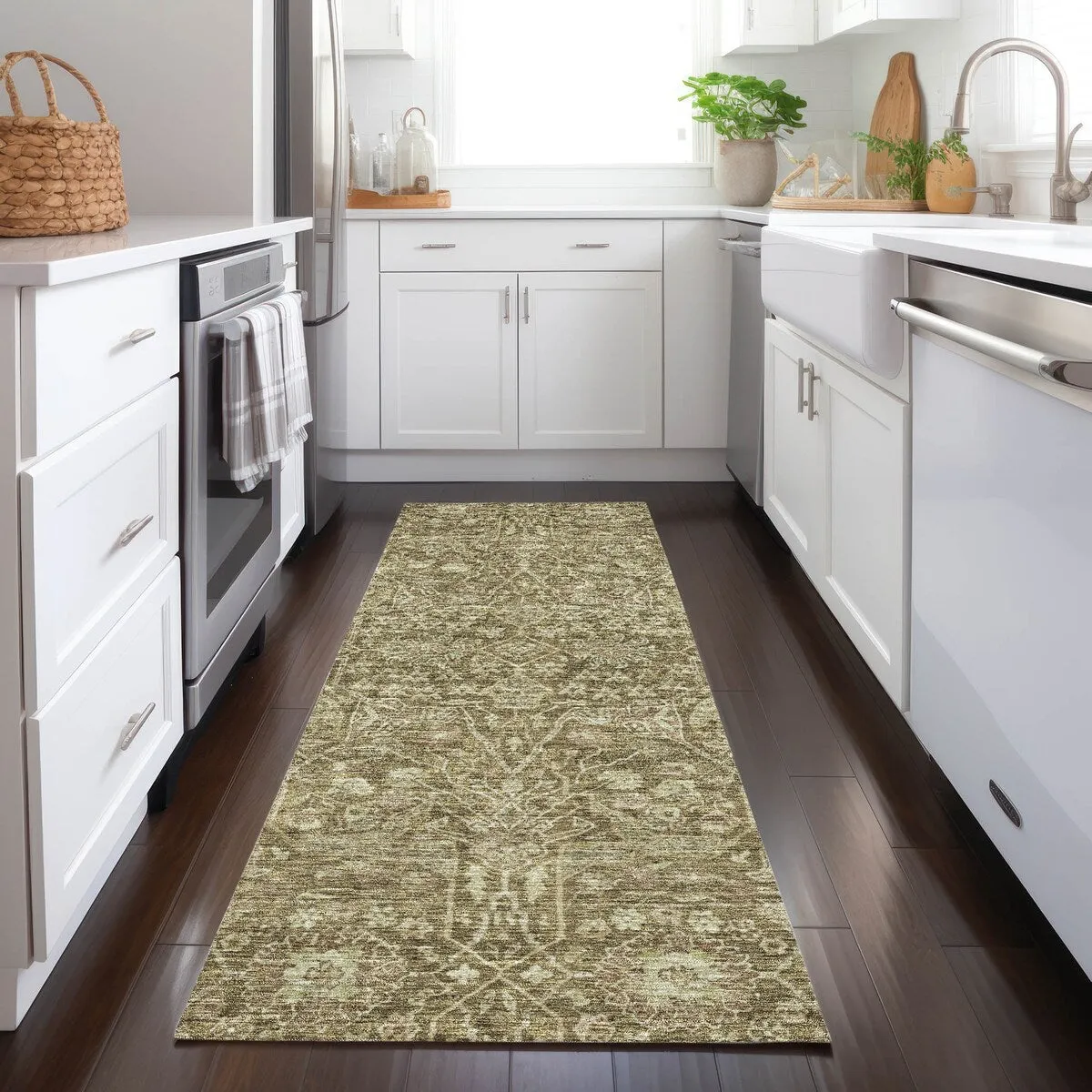 Machine Washable Indoor/ Outdoor Vintage Boho Chantille Rug