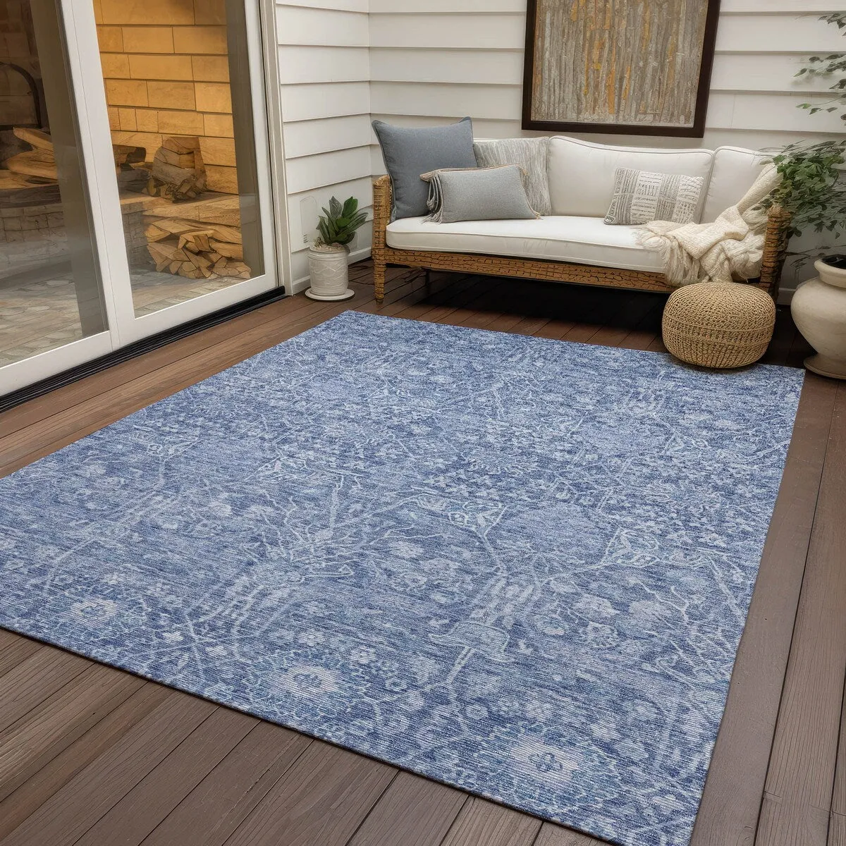 Machine Washable Indoor/ Outdoor Vintage Boho Chantille Rug