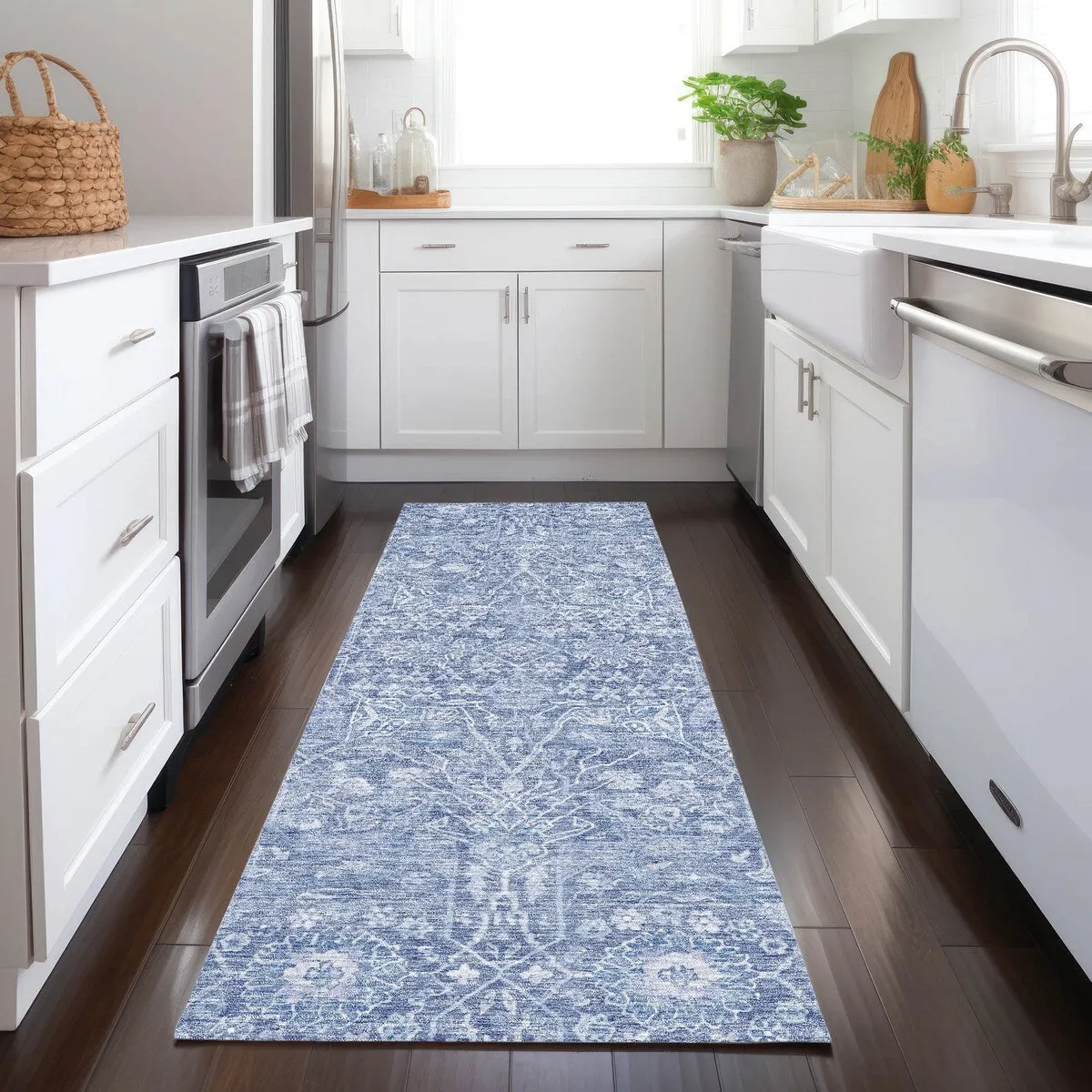 Machine Washable Indoor/ Outdoor Vintage Boho Chantille Rug