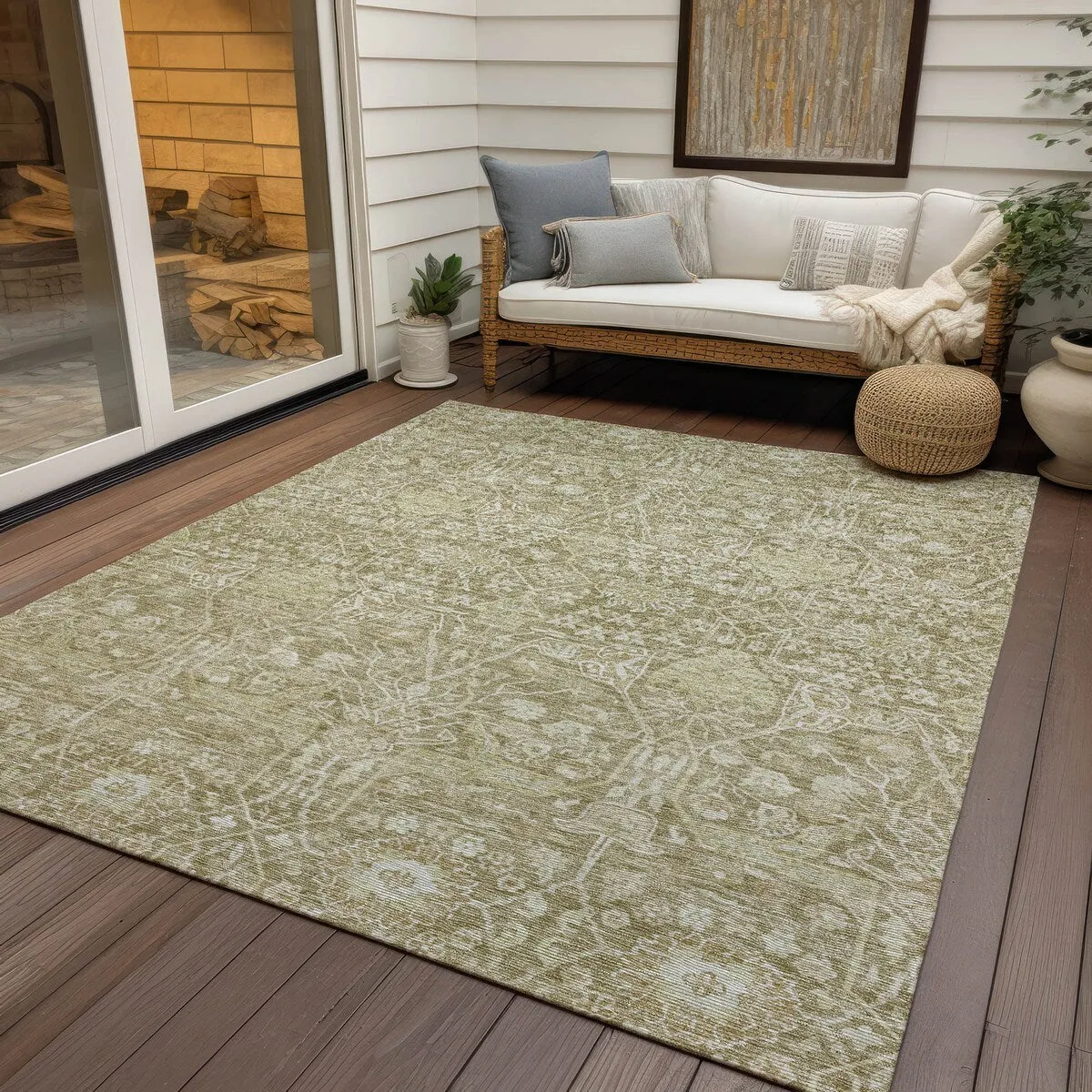 Machine Washable Indoor/ Outdoor Vintage Boho Chantille Rug