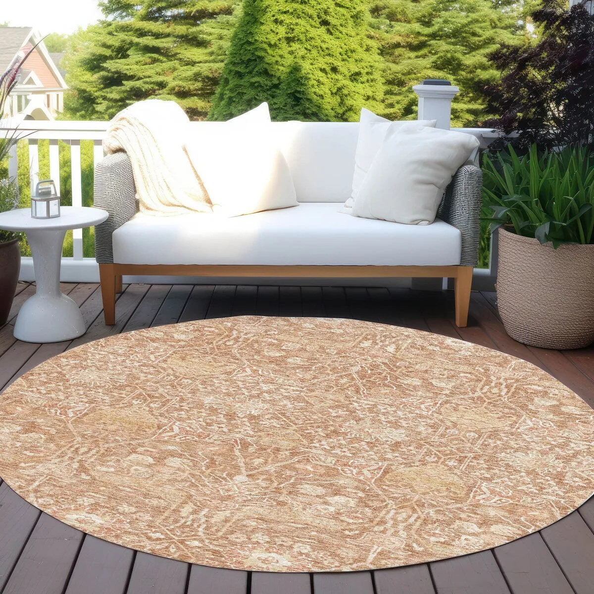 Machine Washable Indoor/ Outdoor Vintage Boho Chantille Rug