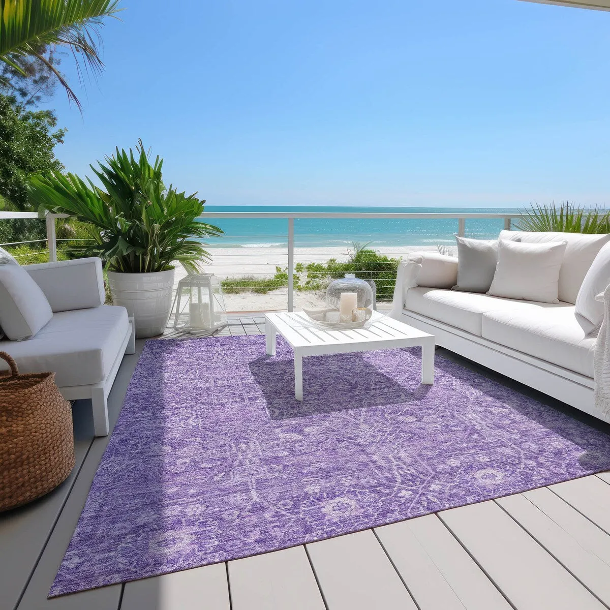 Machine Washable Indoor/ Outdoor Vintage Boho Chantille Rug