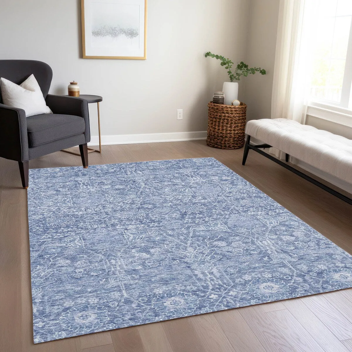 Machine Washable Indoor/ Outdoor Vintage Boho Chantille Rug