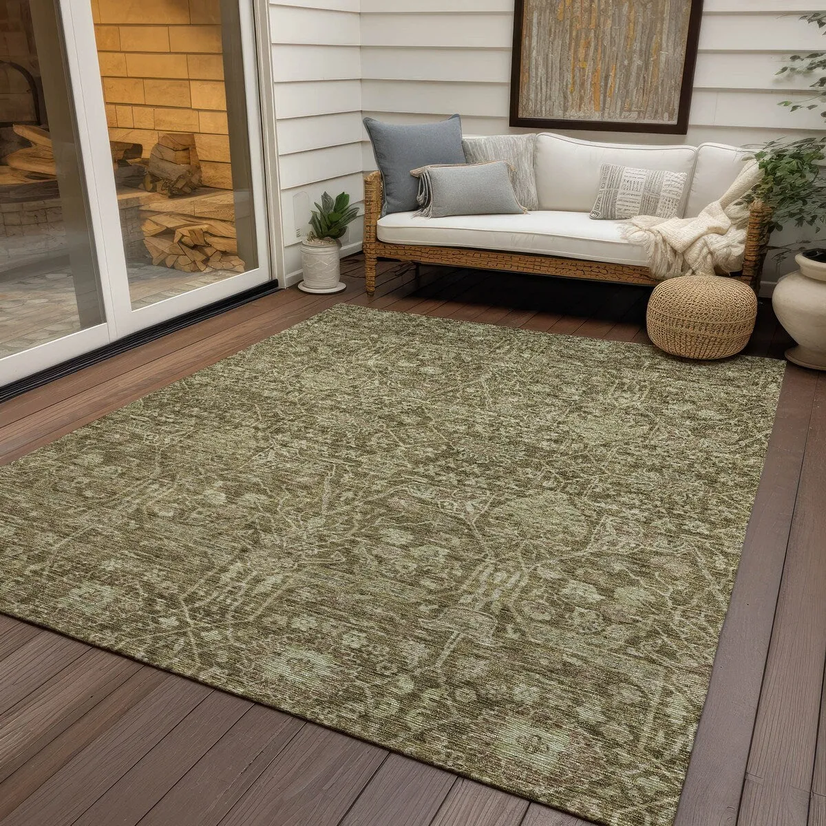 Machine Washable Indoor/ Outdoor Vintage Boho Chantille Rug