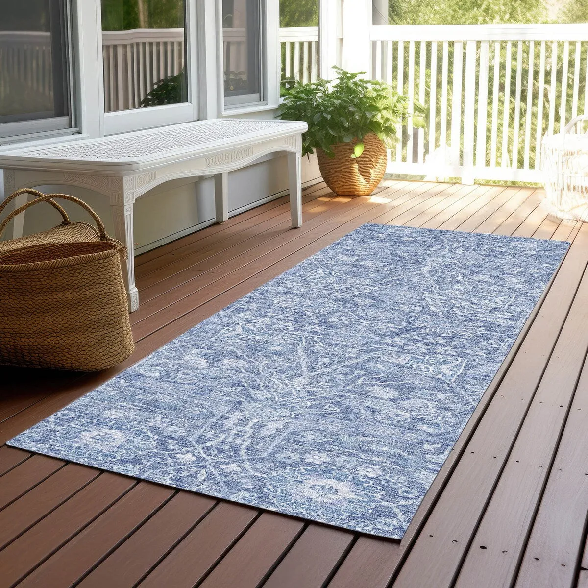 Machine Washable Indoor/ Outdoor Vintage Boho Chantille Rug