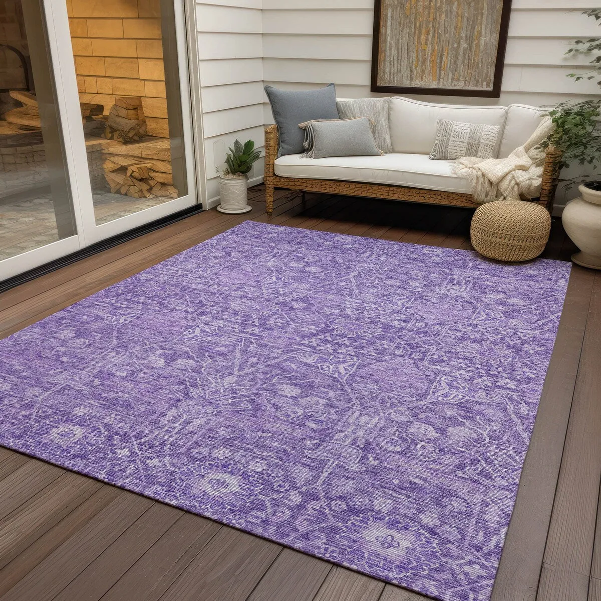 Machine Washable Indoor/ Outdoor Vintage Boho Chantille Rug