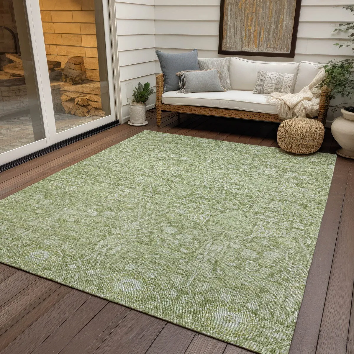 Machine Washable Indoor/ Outdoor Vintage Boho Chantille Rug