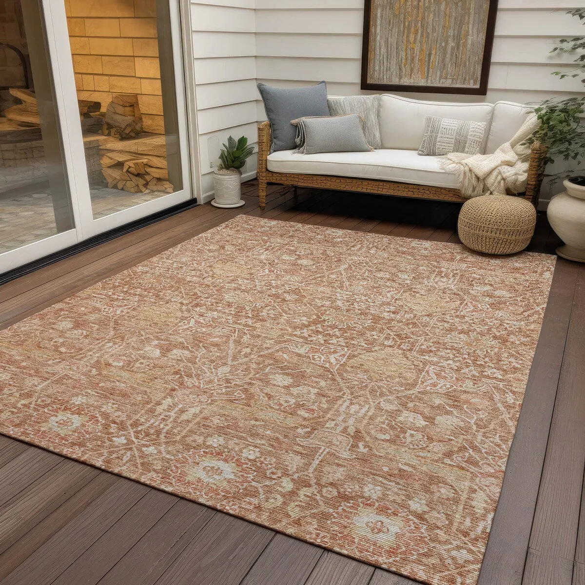 Machine Washable Indoor/ Outdoor Vintage Boho Chantille Rug