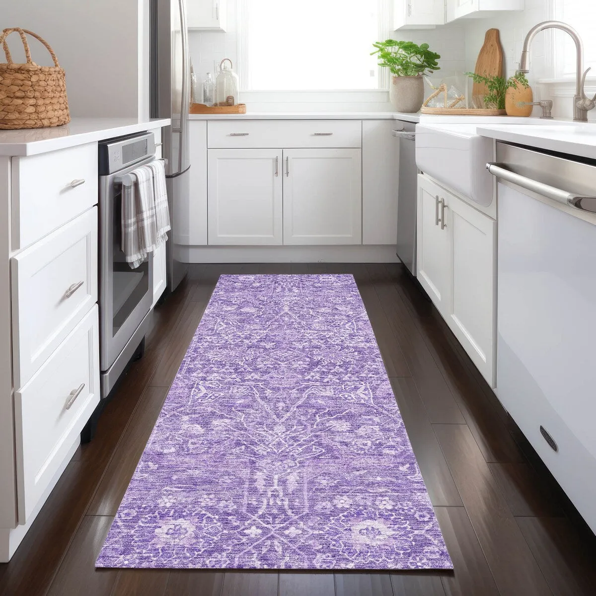 Machine Washable Indoor/ Outdoor Vintage Boho Chantille Rug