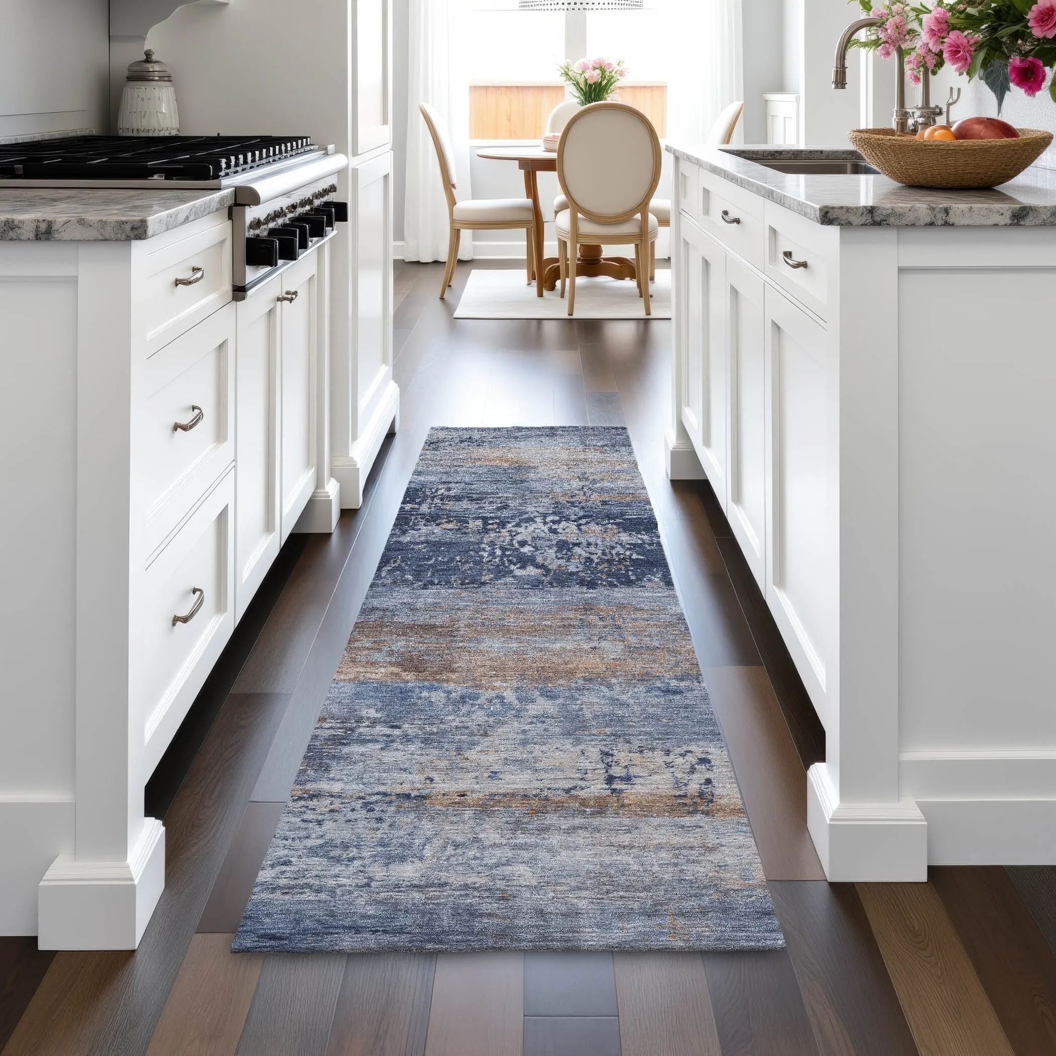 Machine Washable Indoor/Outdoor Contemporary Chantille Rug