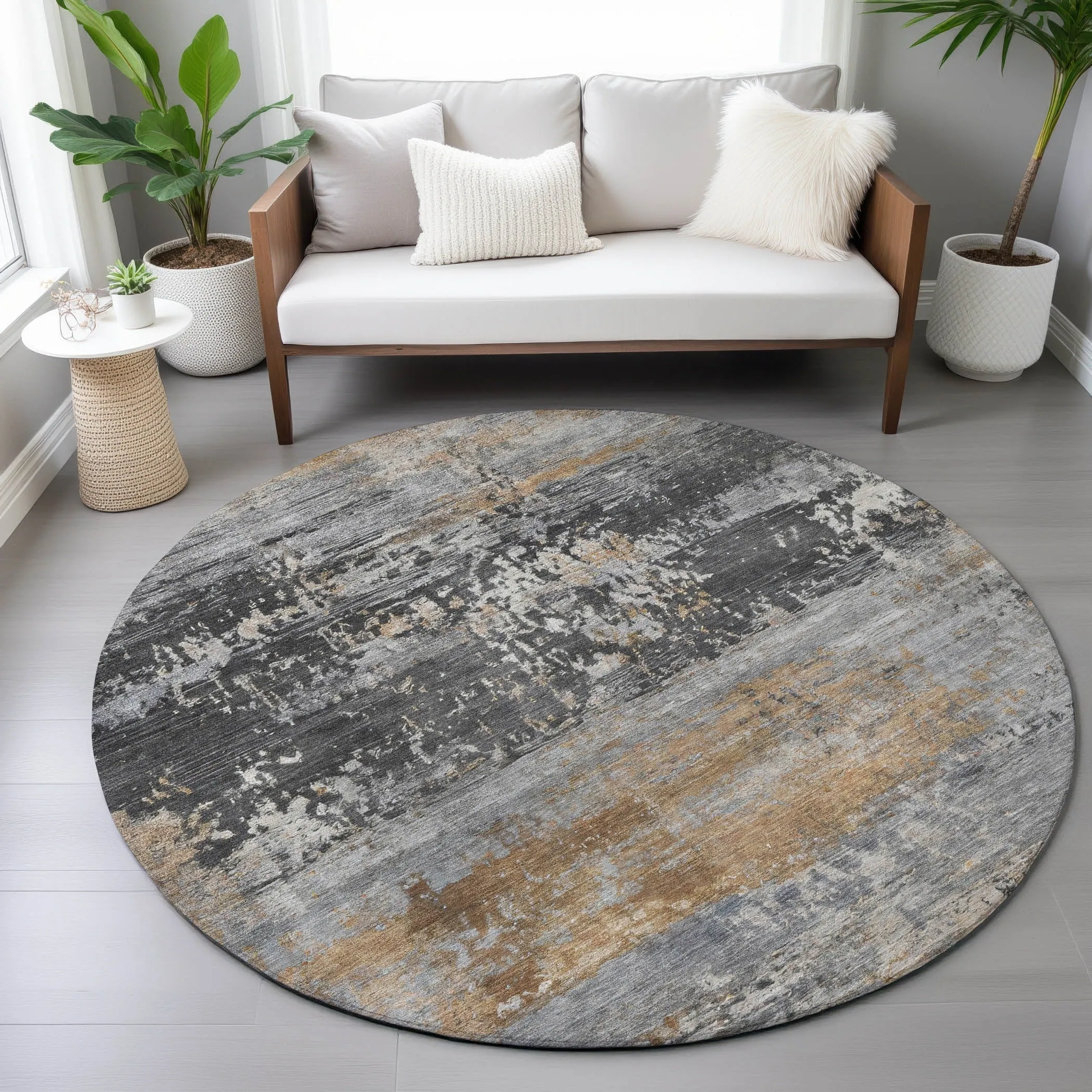 Machine Washable Indoor/Outdoor Contemporary Chantille Rug