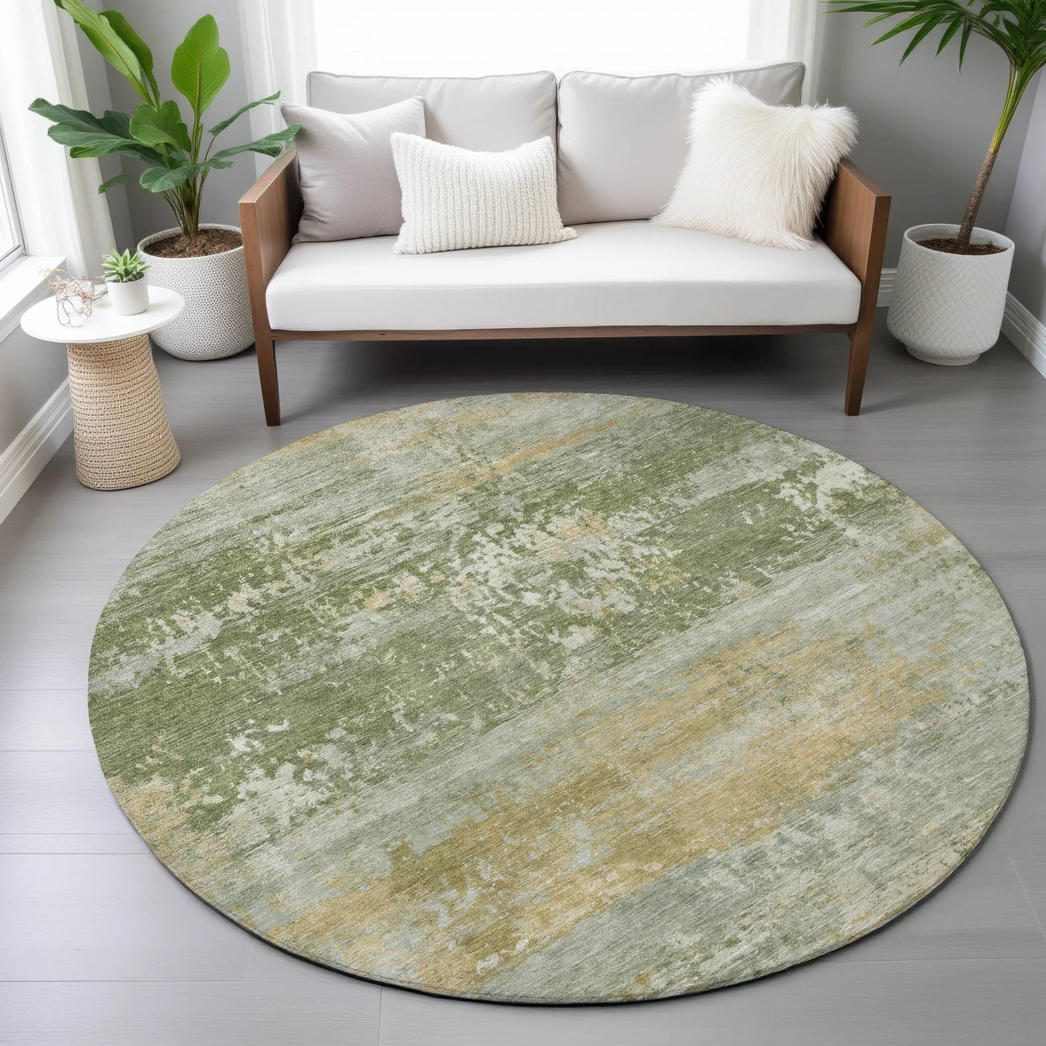 Machine Washable Indoor/Outdoor Contemporary Chantille Rug