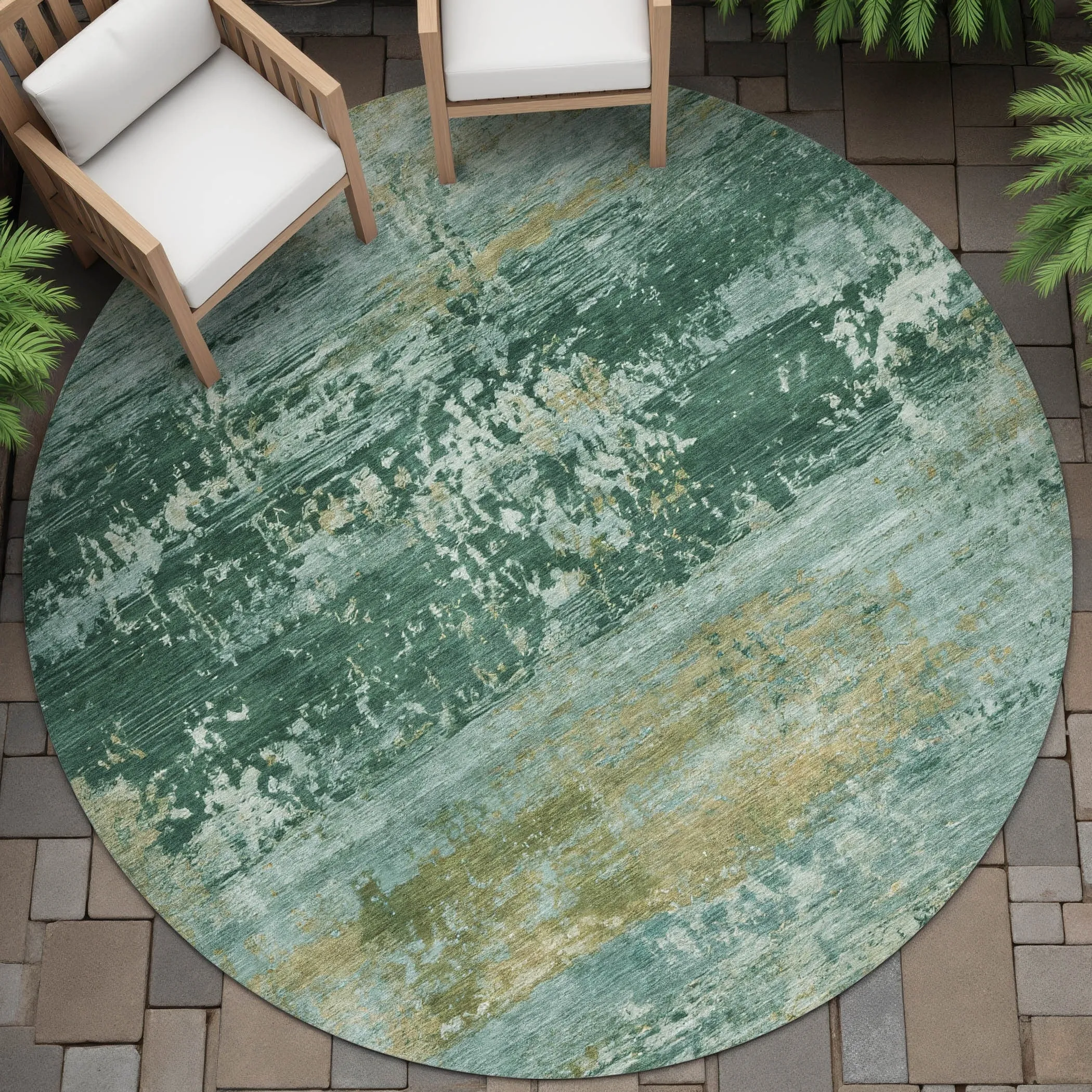 Machine Washable Indoor/Outdoor Contemporary Chantille Rug
