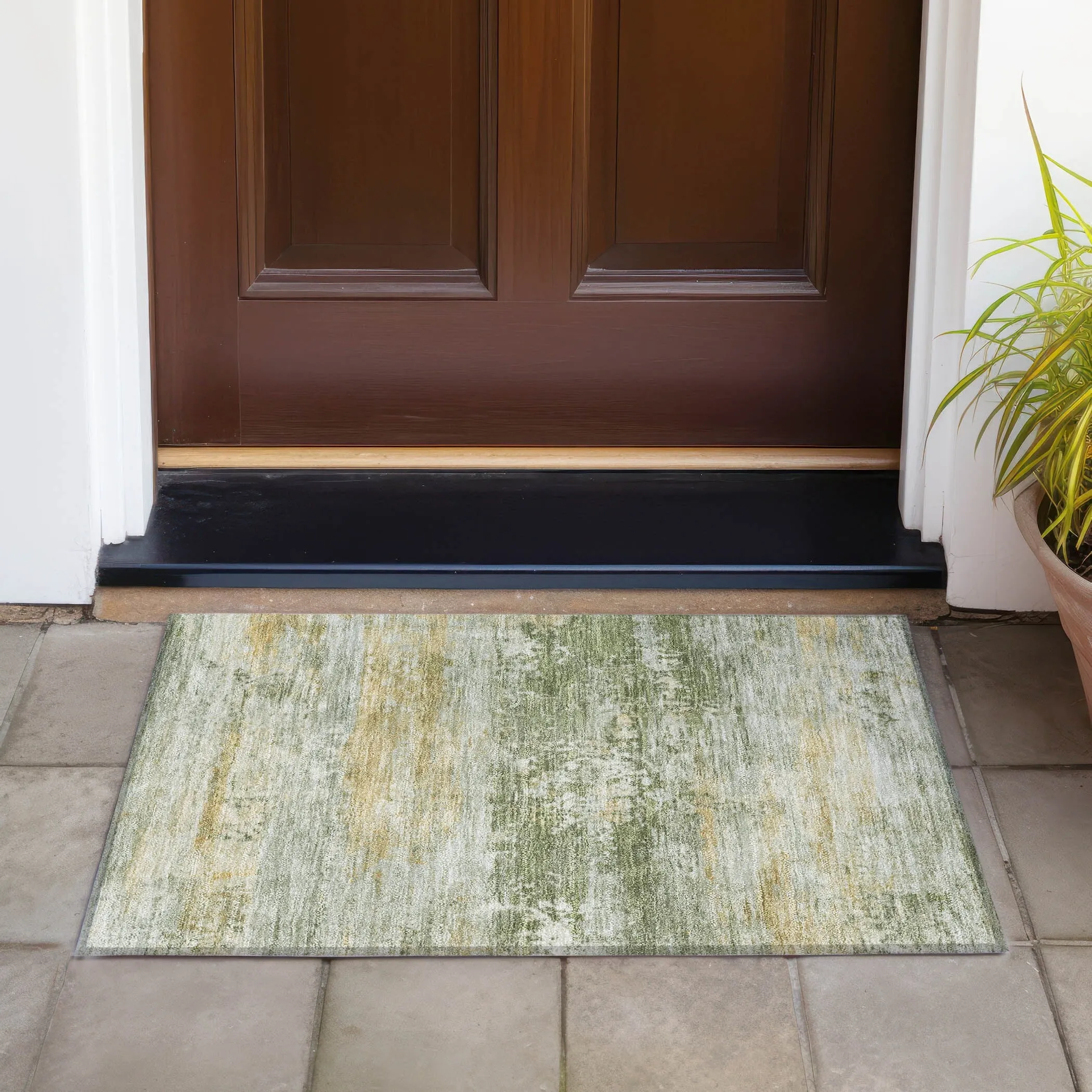 Machine Washable Indoor/Outdoor Contemporary Chantille Rug