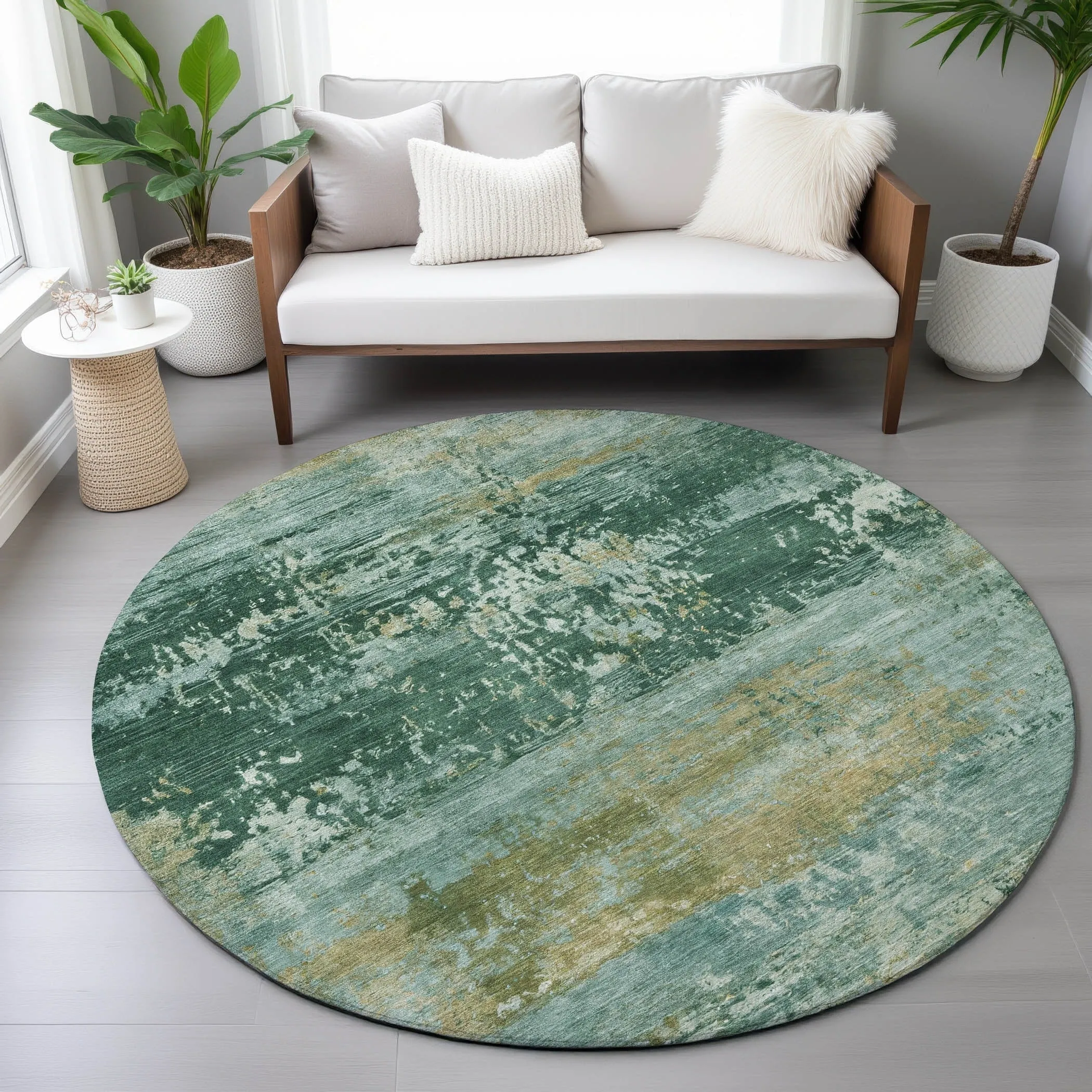 Machine Washable Indoor/Outdoor Contemporary Chantille Rug