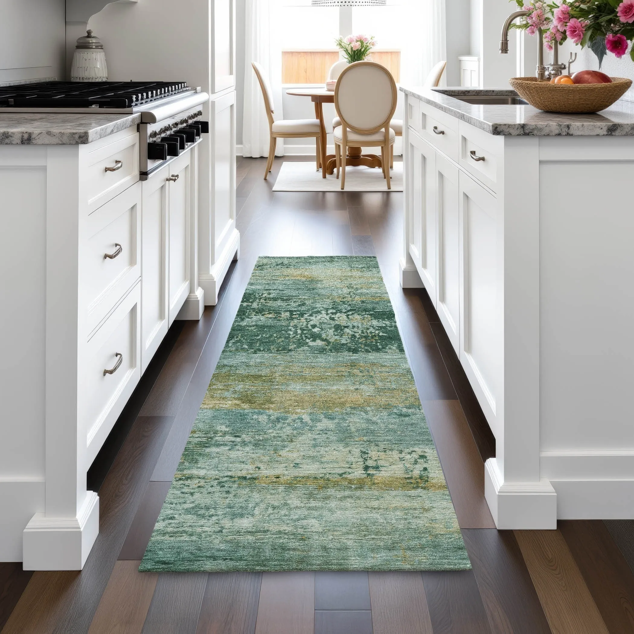 Machine Washable Indoor/Outdoor Contemporary Chantille Rug