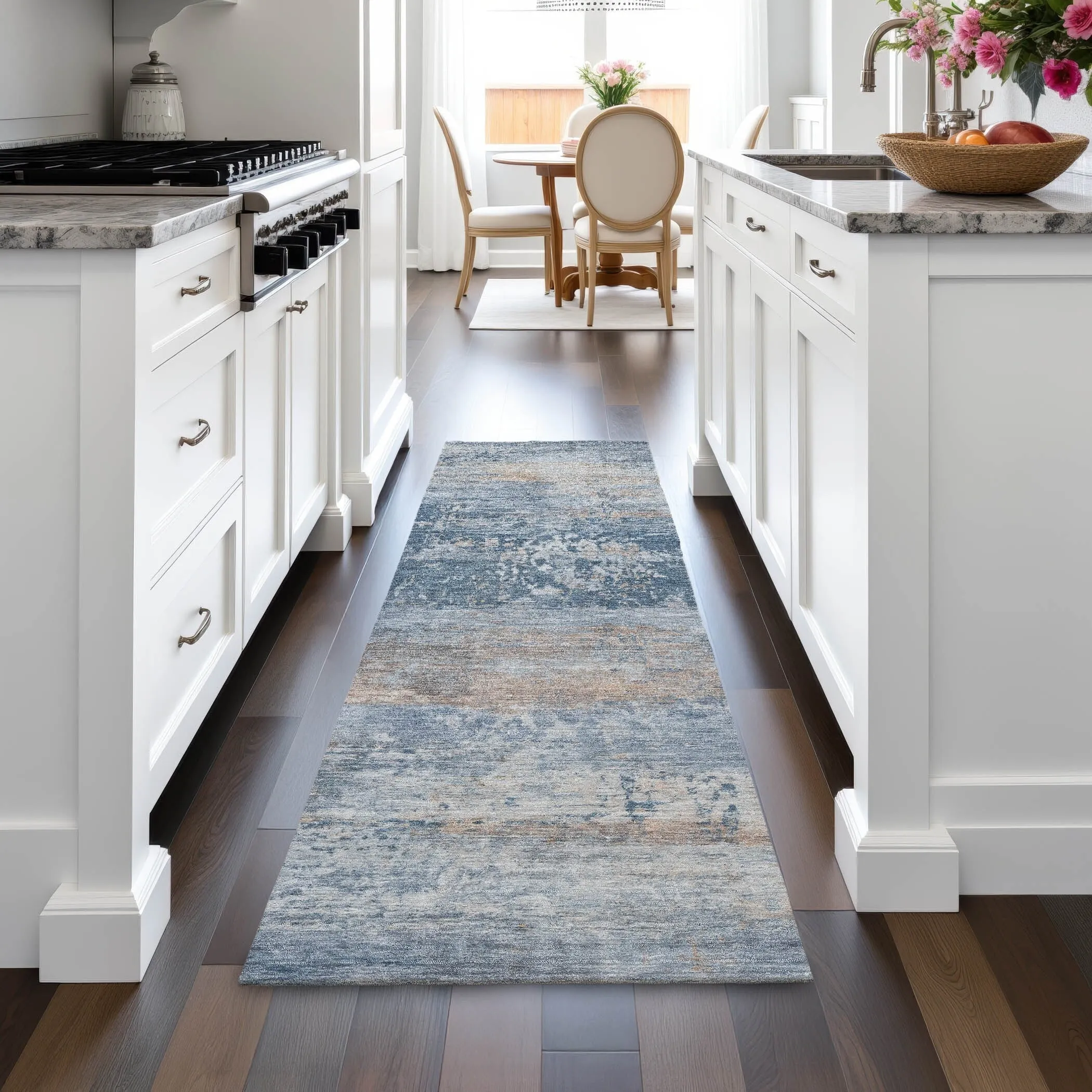 Machine Washable Indoor/Outdoor Contemporary Chantille Rug