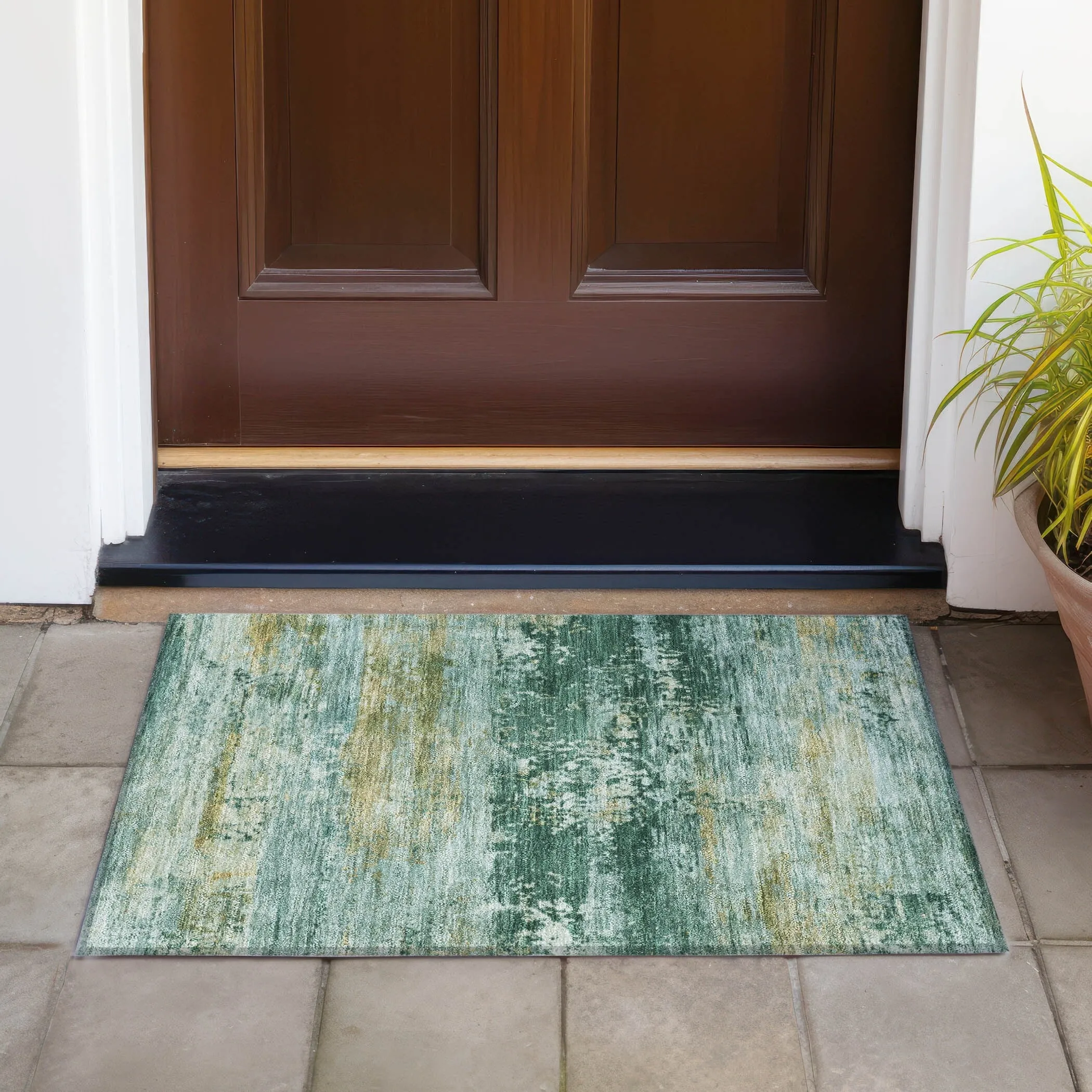 Machine Washable Indoor/Outdoor Contemporary Chantille Rug