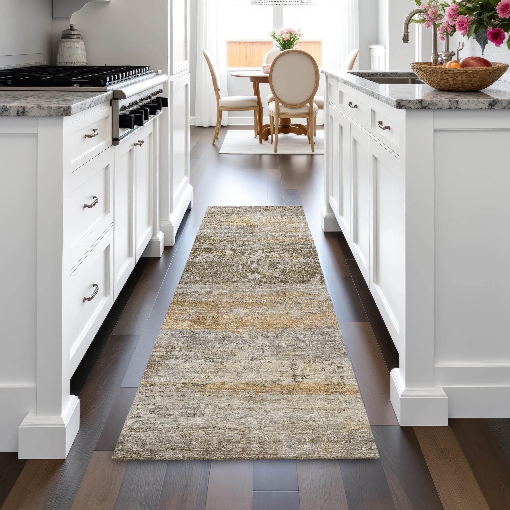 Machine Washable Indoor/Outdoor Contemporary Chantille Rug