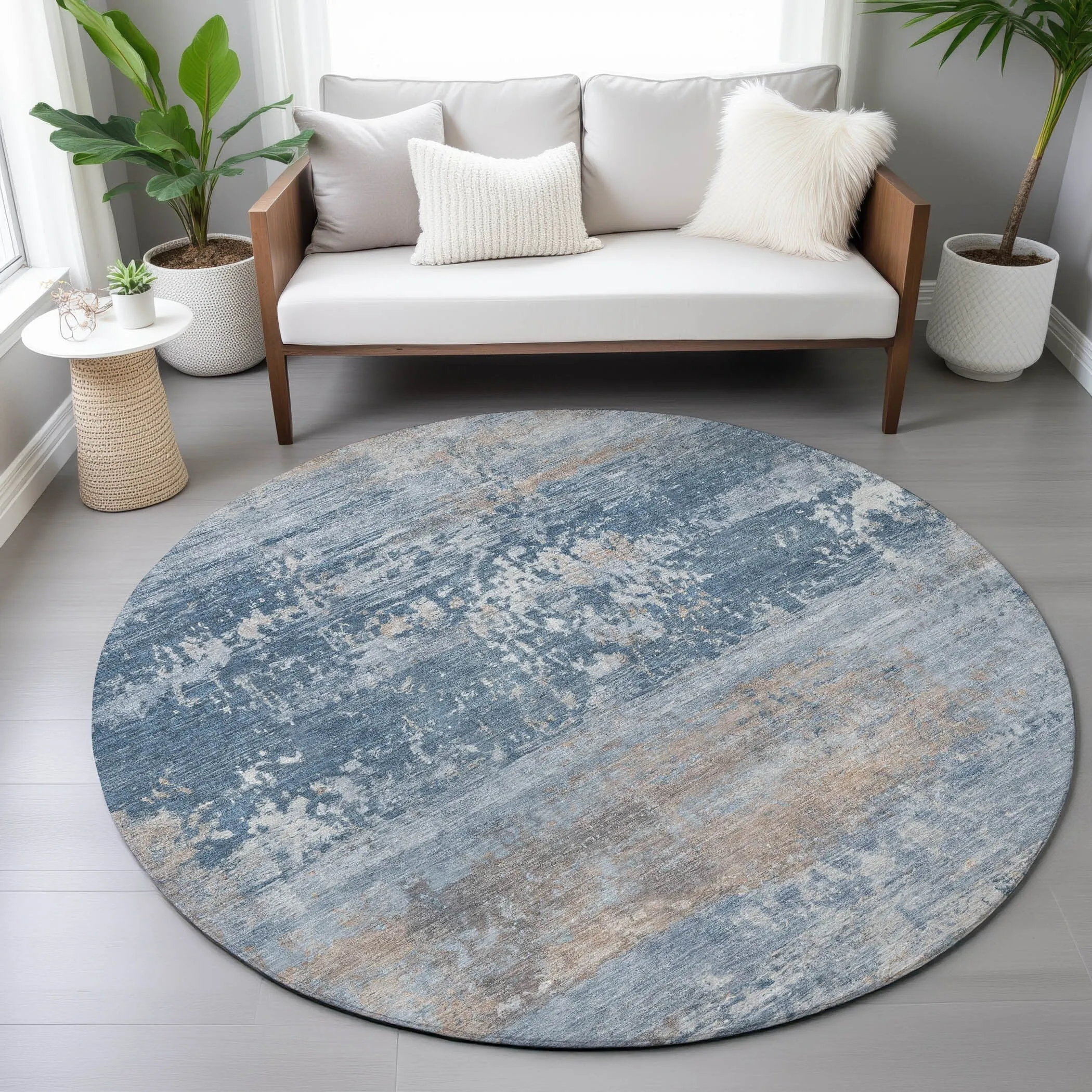 Machine Washable Indoor/Outdoor Contemporary Chantille Rug