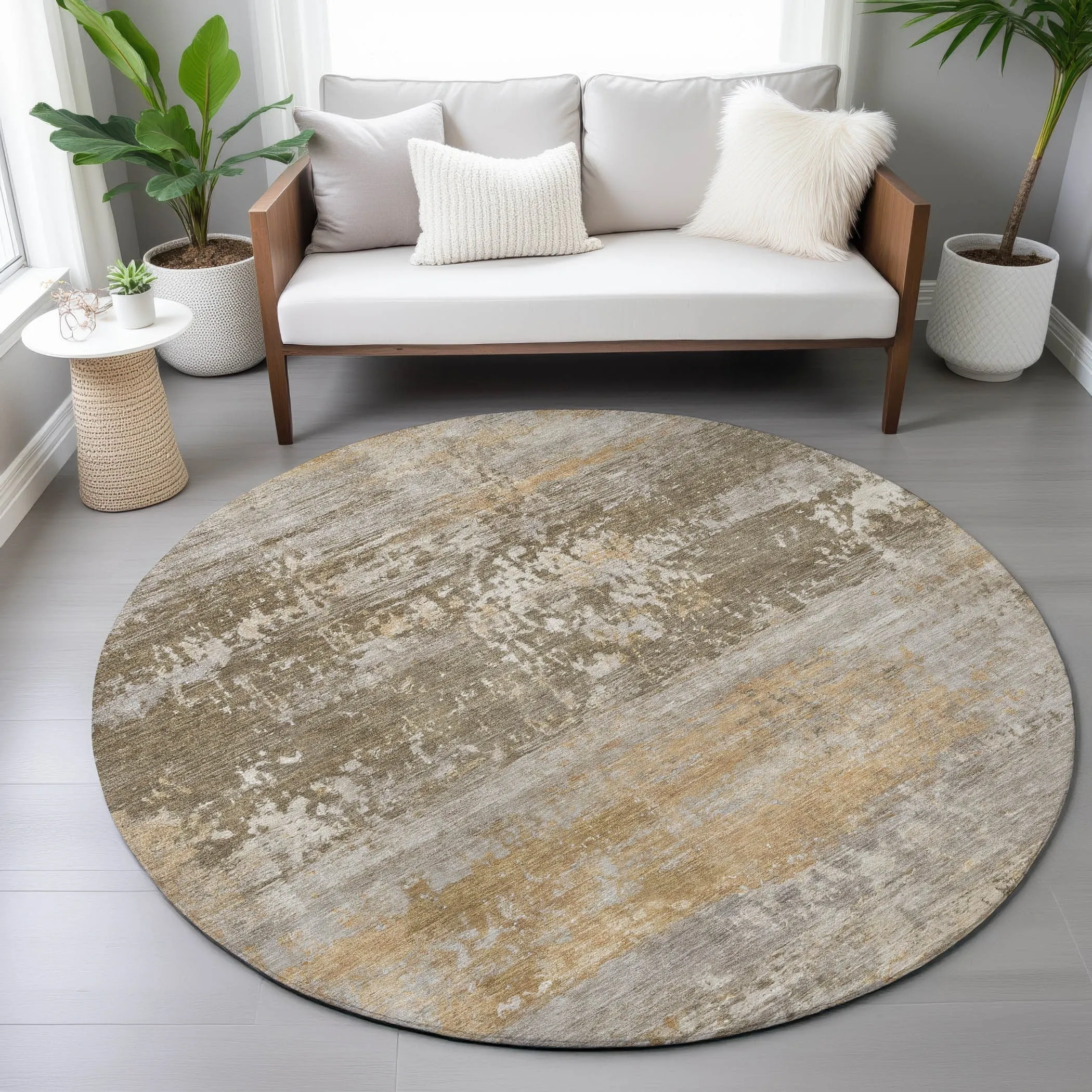 Machine Washable Indoor/Outdoor Contemporary Chantille Rug
