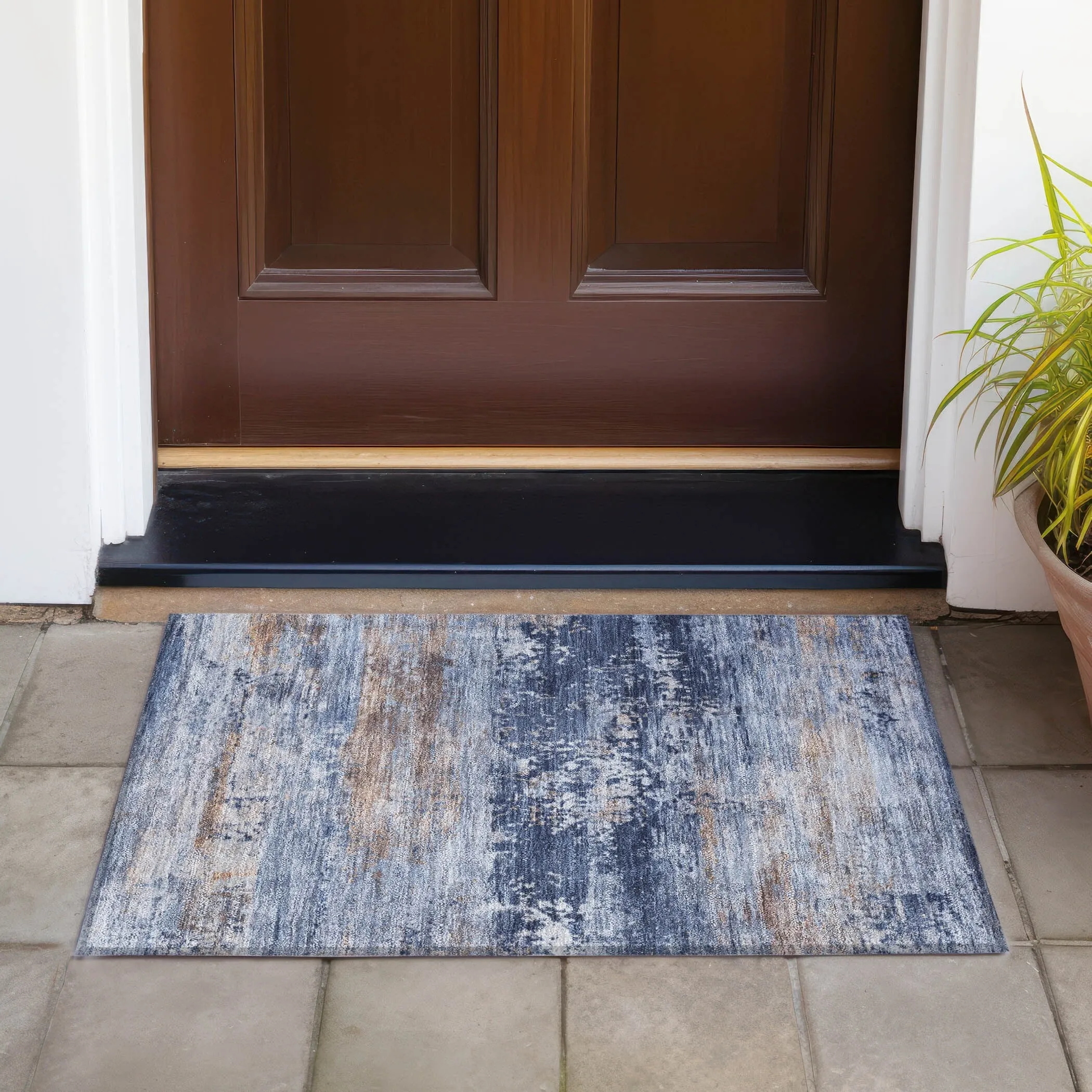 Machine Washable Indoor/Outdoor Contemporary Chantille Rug