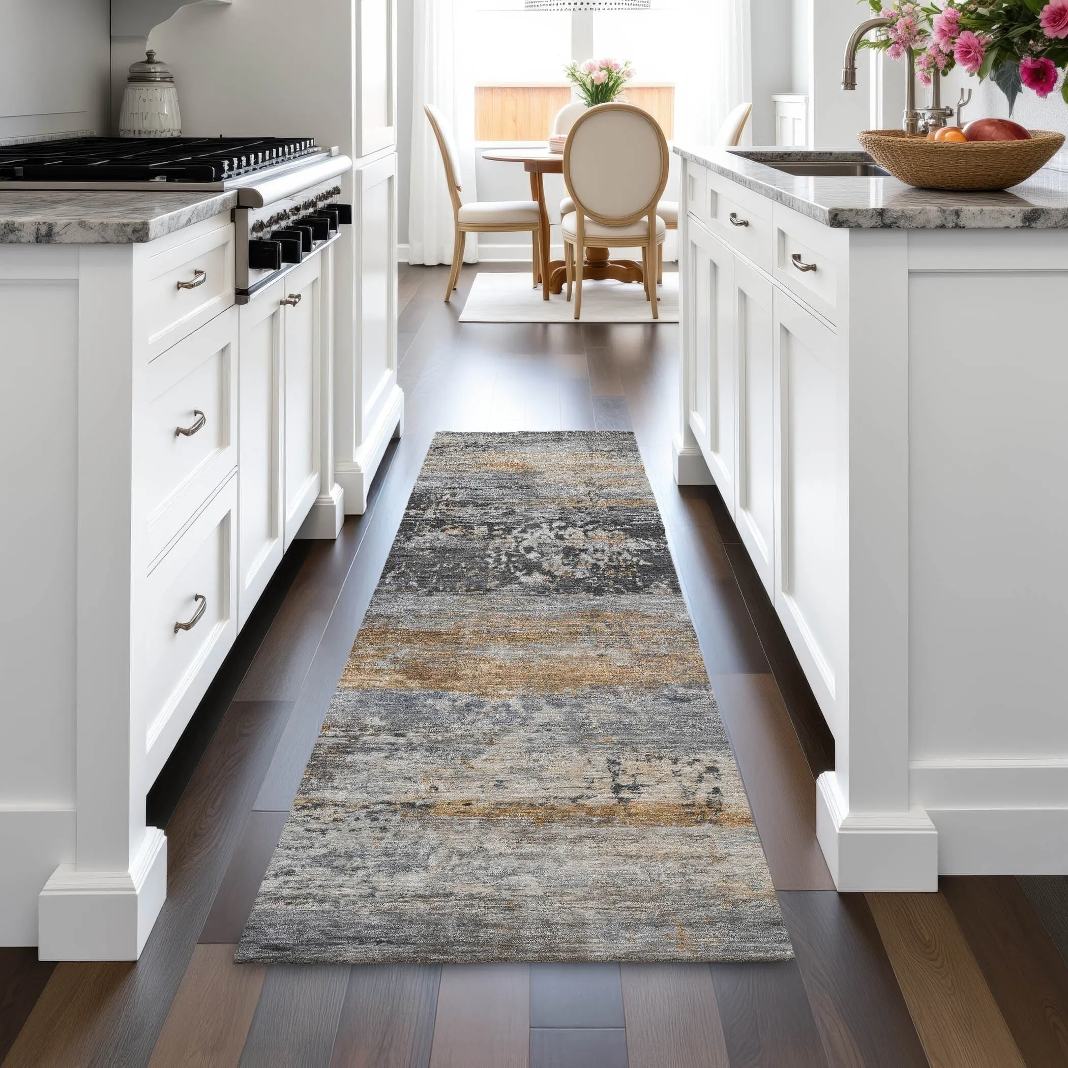 Machine Washable Indoor/Outdoor Contemporary Chantille Rug