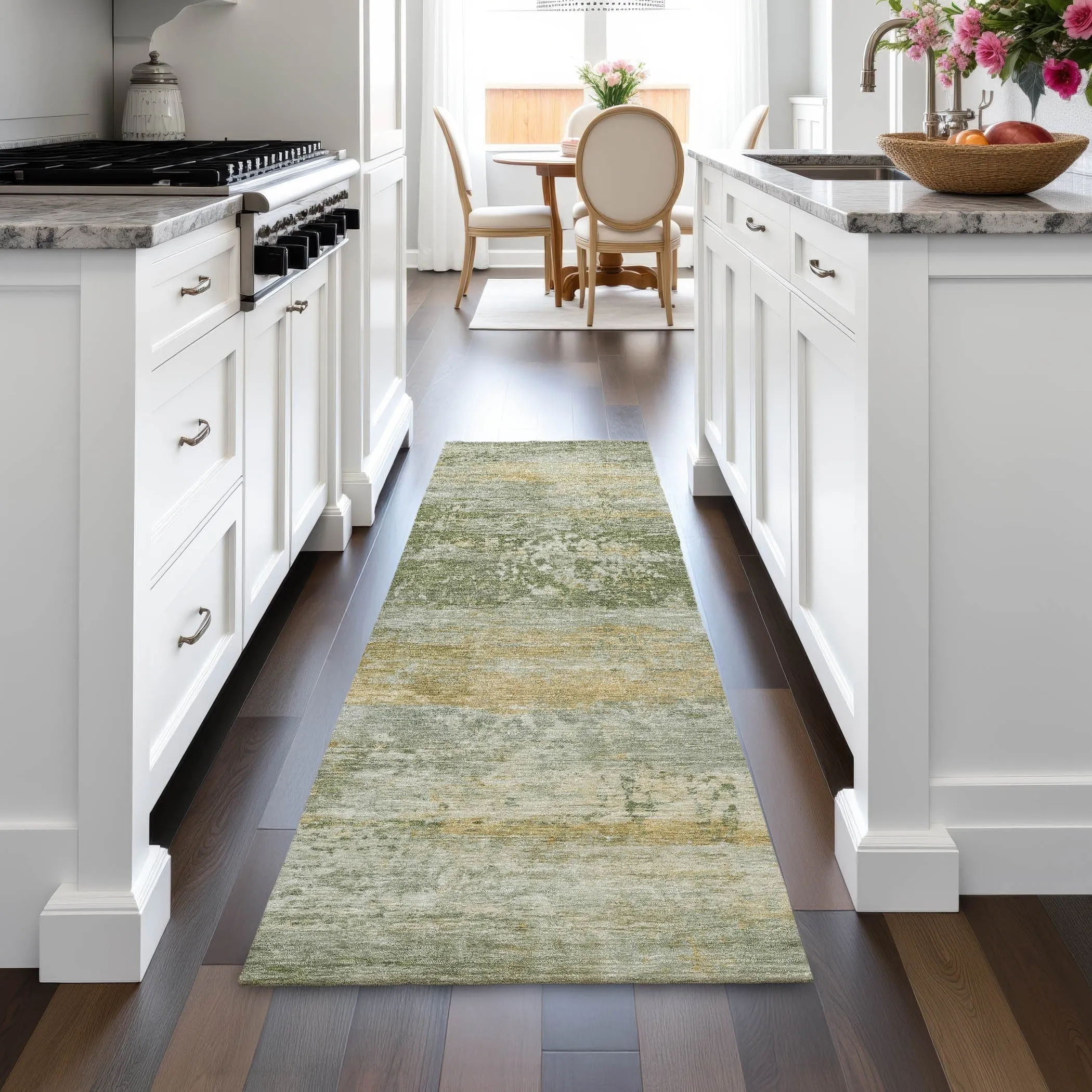 Machine Washable Indoor/Outdoor Contemporary Chantille Rug