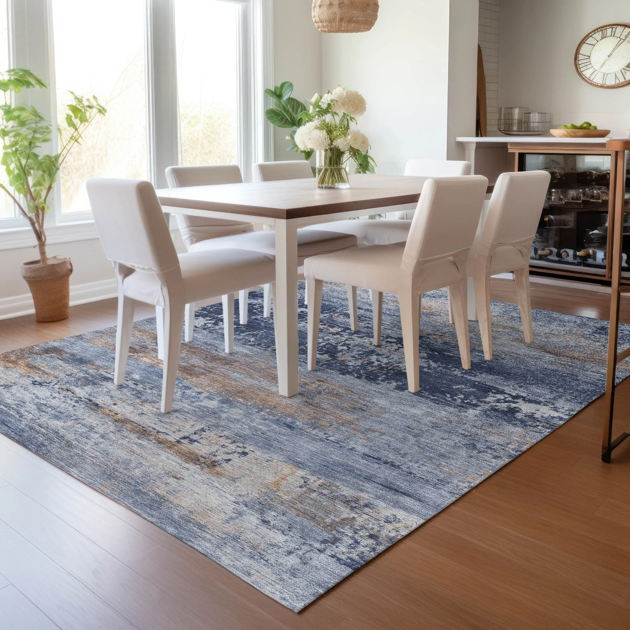 Machine Washable Indoor/Outdoor Contemporary Chantille Rug