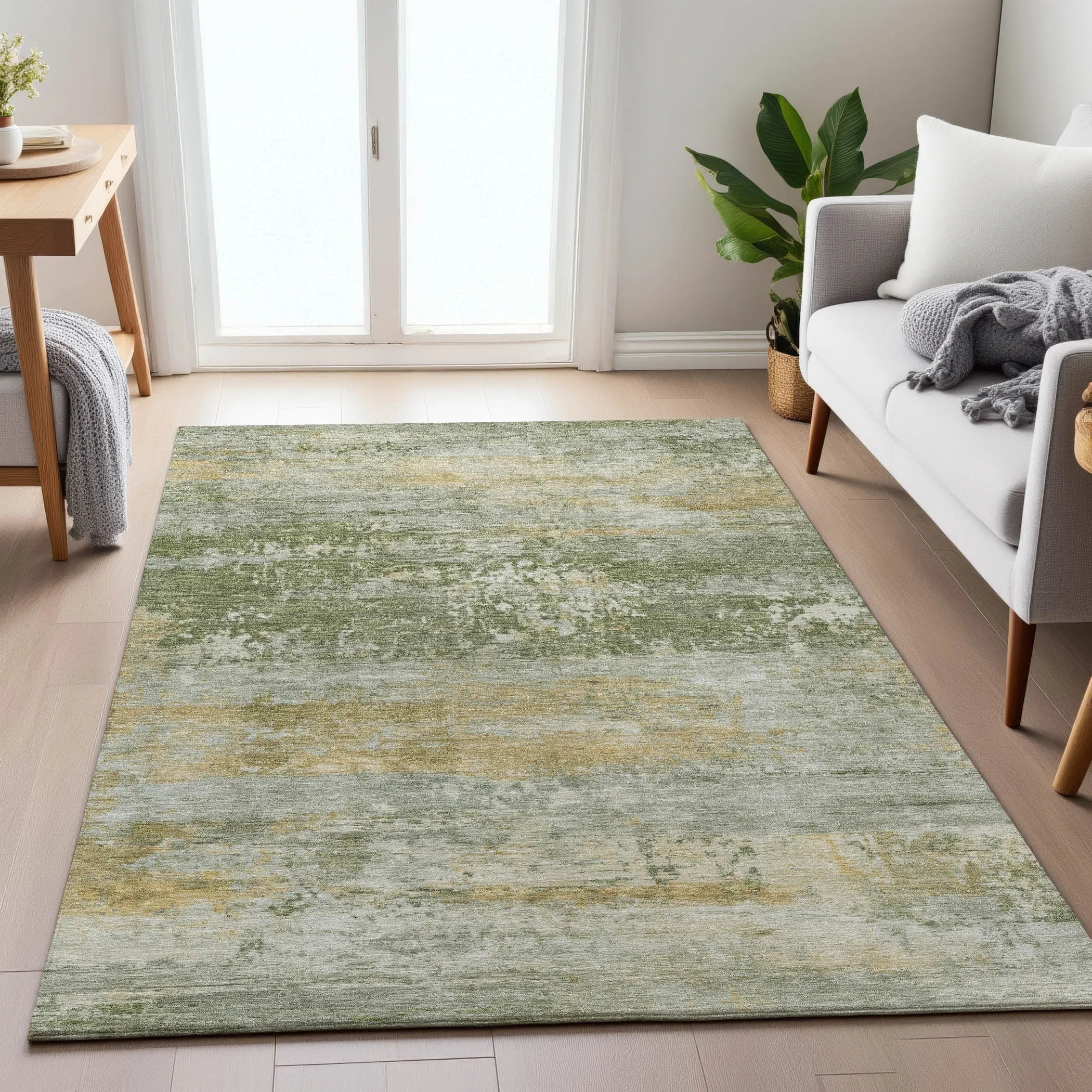 Machine Washable Indoor/Outdoor Contemporary Chantille Rug