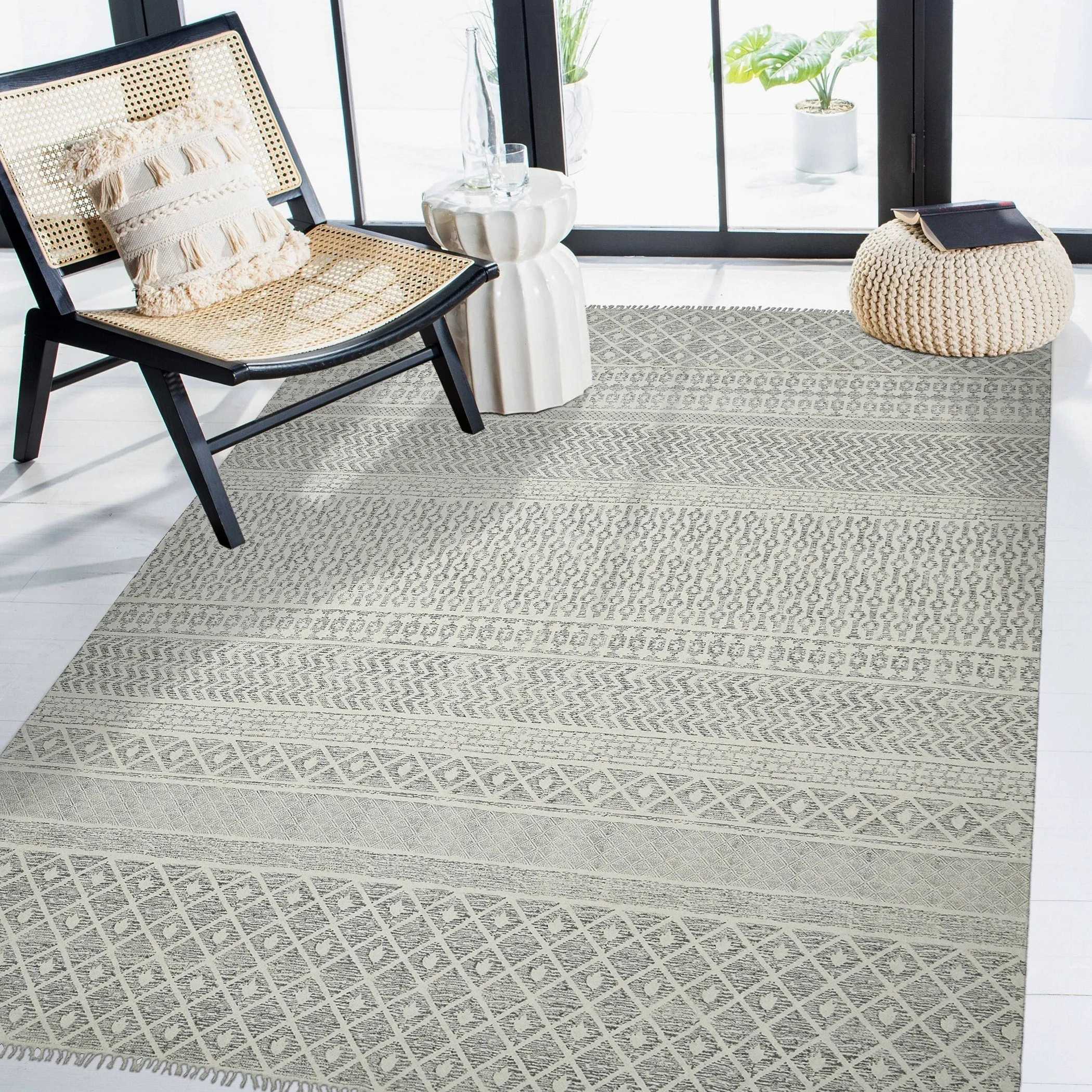Magi Dianne Handmade Geometric Flatweave Cotton Rug