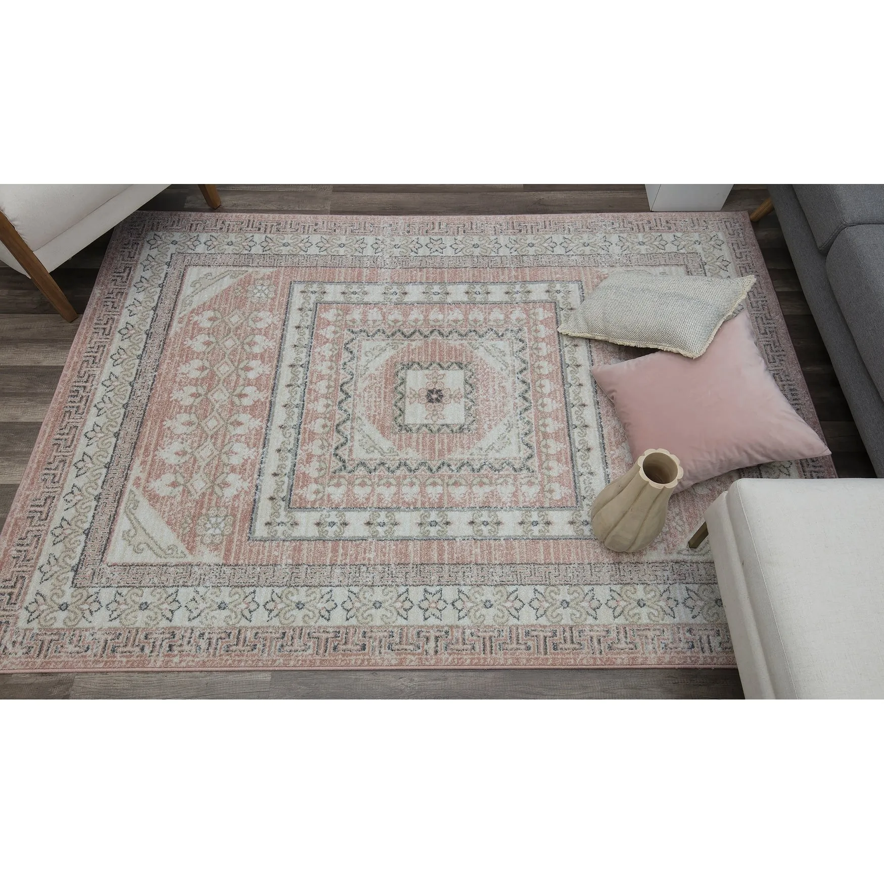 Magnolia Pink Vintage Transitional Area Rug