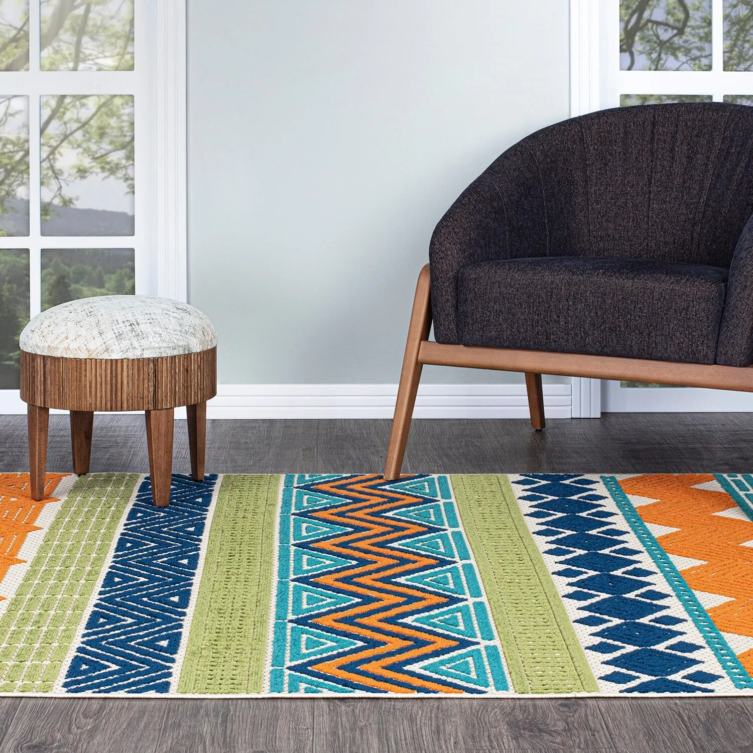Marbella Contemporary Boho Indoor/Outdoor Area Rug