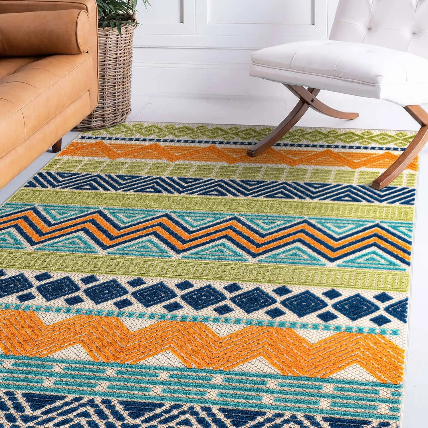 Marbella Contemporary Boho Indoor/Outdoor Area Rug