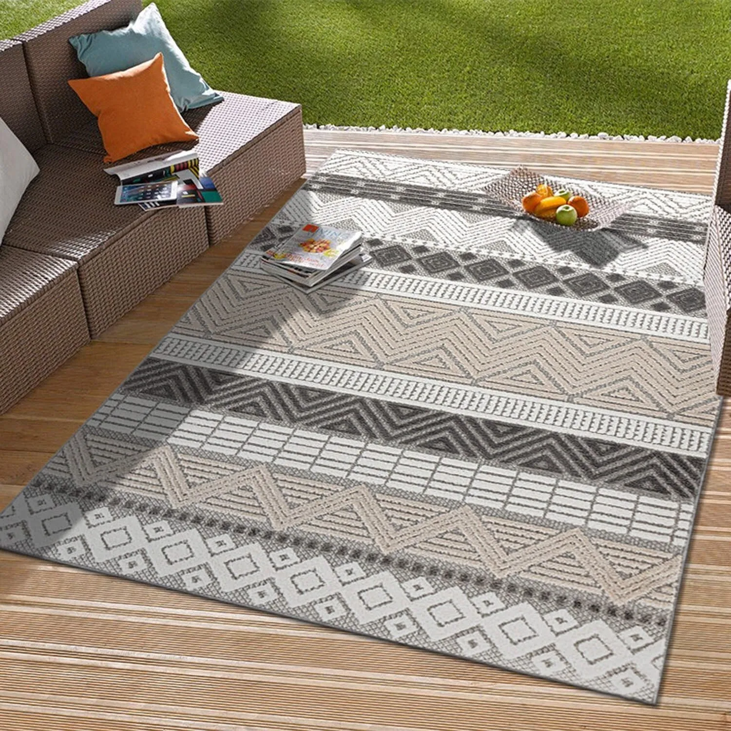 Marbella Contemporary Boho Indoor/Outdoor Area Rug