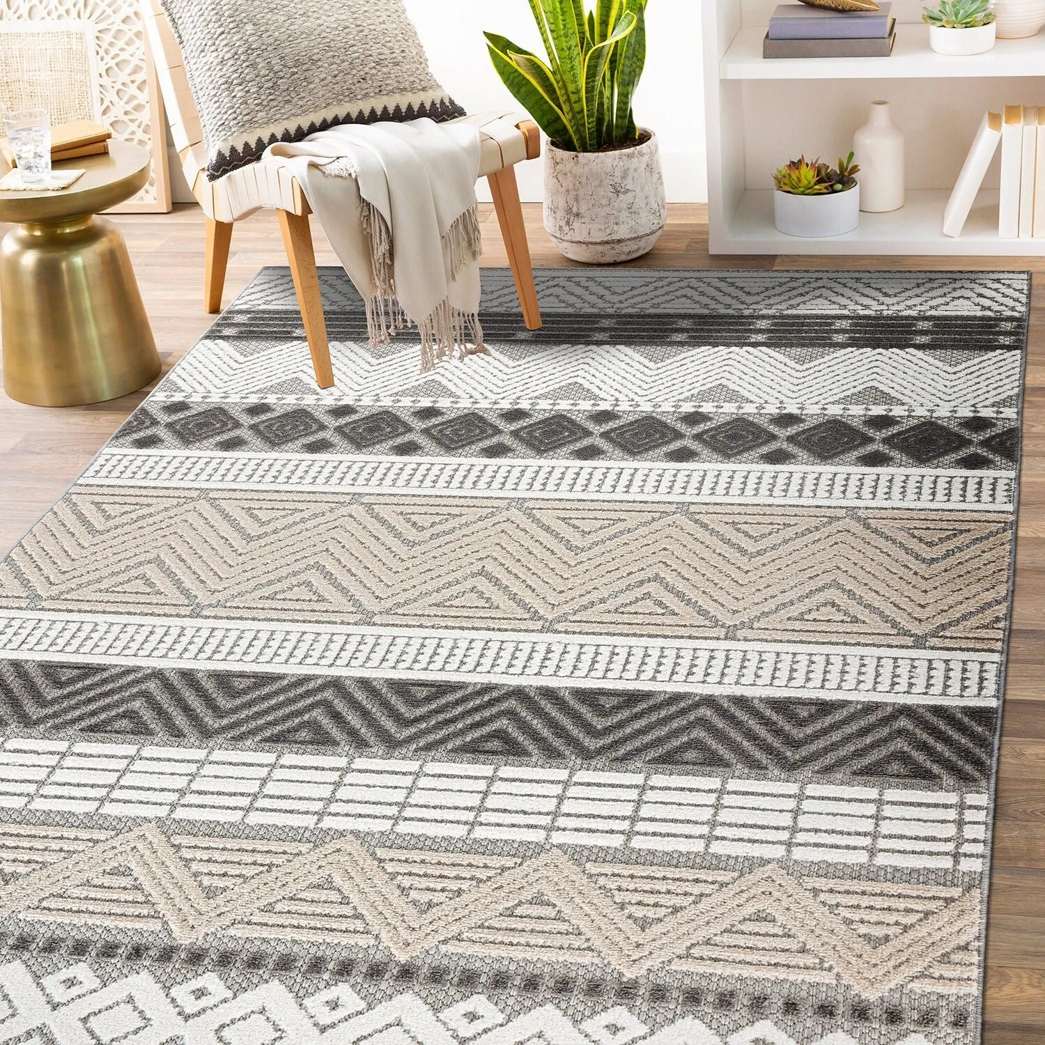 Marbella Contemporary Boho Indoor/Outdoor Area Rug