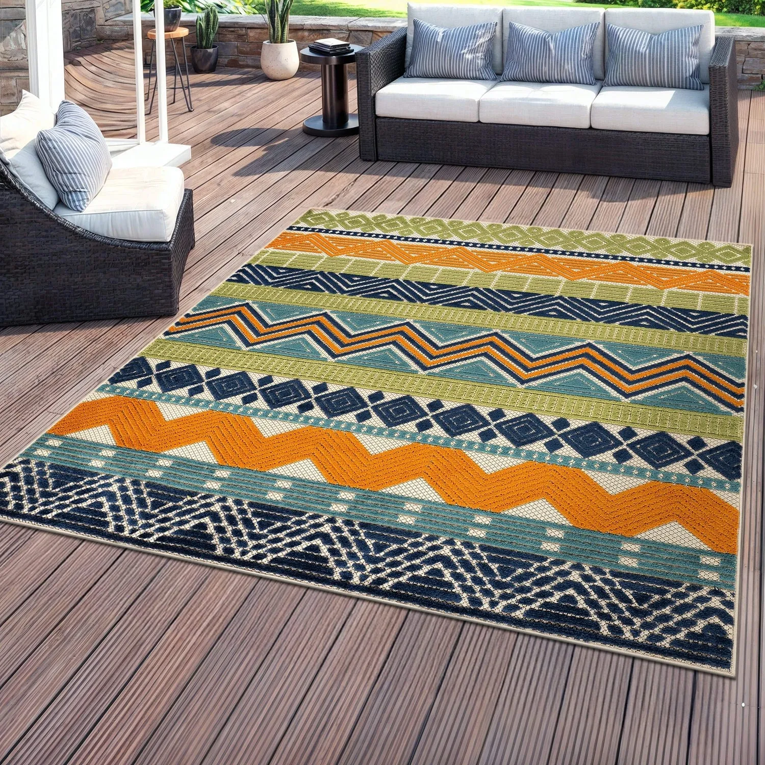 Marbella Contemporary Boho Indoor/Outdoor Area Rug
