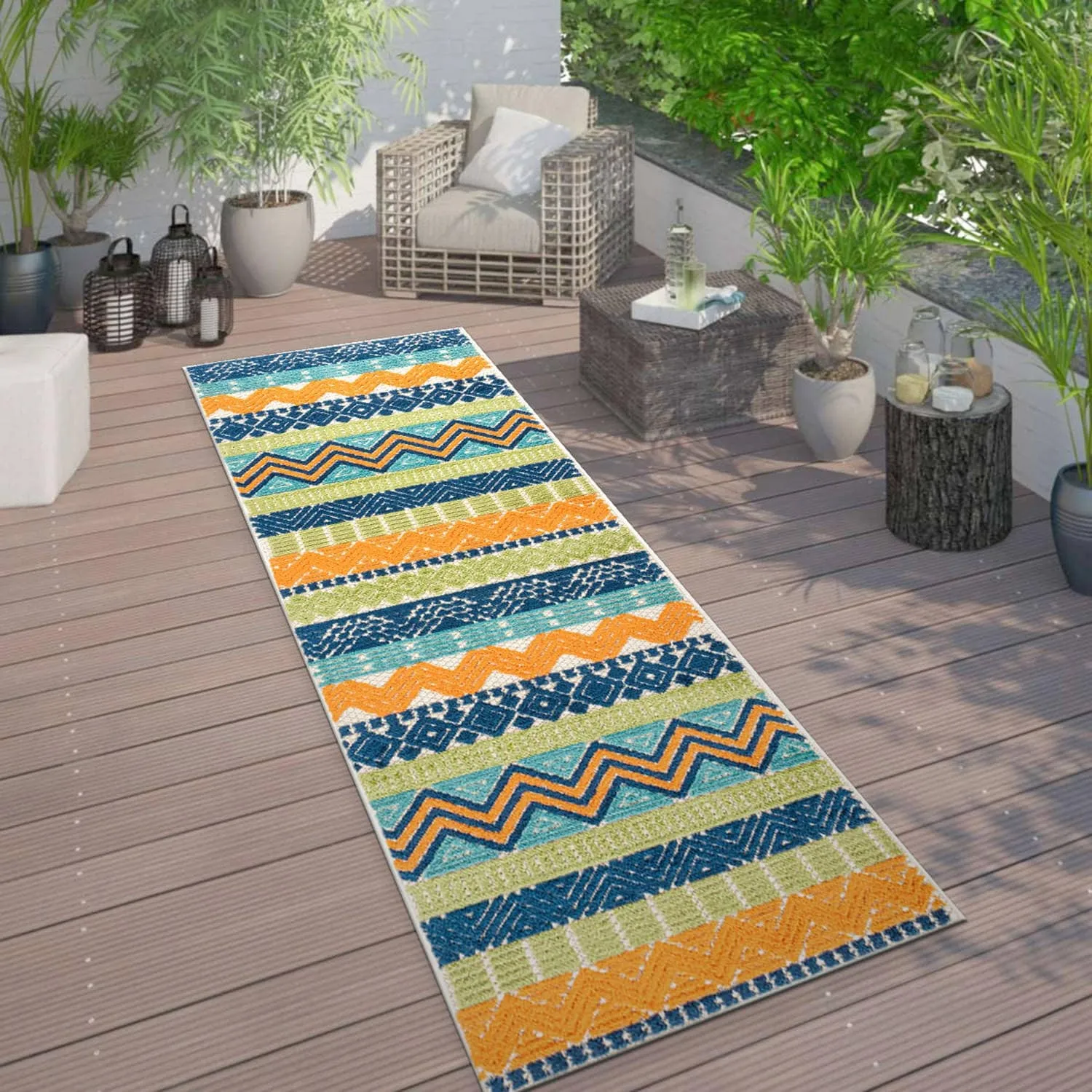 Marbella Contemporary Boho Indoor/Outdoor Area Rug