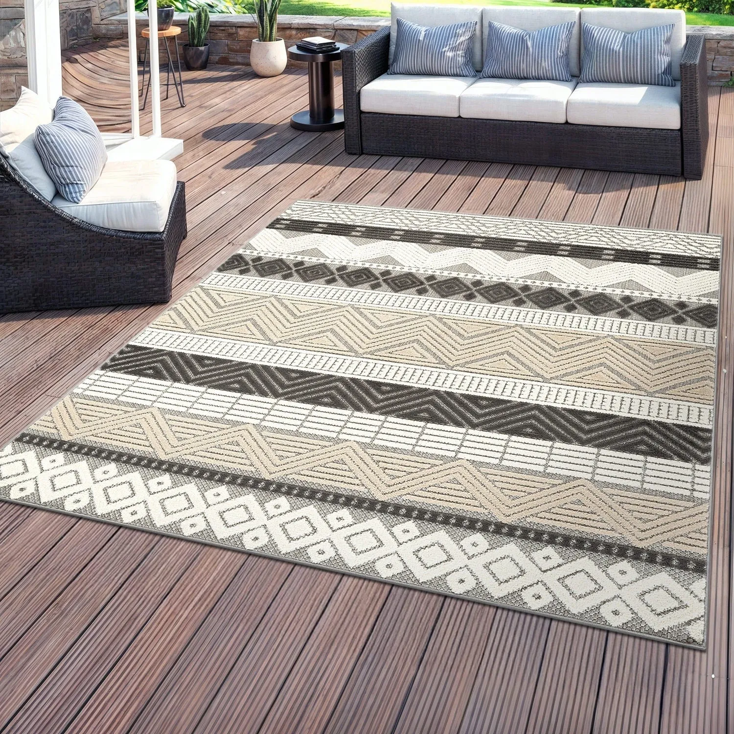 Marbella Contemporary Boho Indoor/Outdoor Area Rug